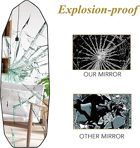 Miniatura 7 de Espejo de longitud completa de 22 x 65 pulgadas, espejo irregular de longitud al suelo con soporte, espejo de pared en forma de diamante para sala