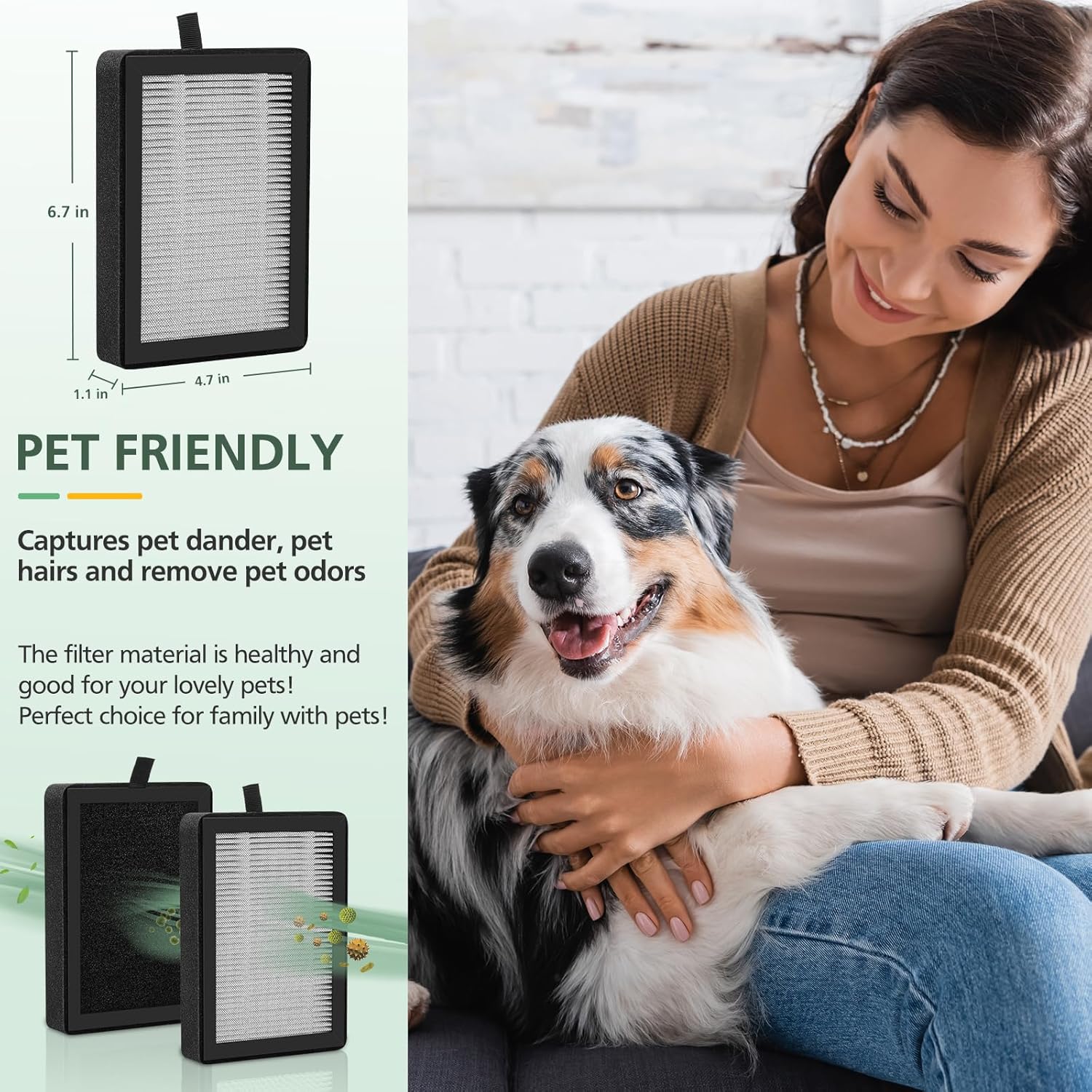 4 Pack LV-H128 Replacement Filter Compatible with LEVOIT LV-H128 / PUURVSAS (HM669A) / ROVACS (RV60) Air Purifiers, Middle Layer, Activated Carbon Layer and Pre-Filter