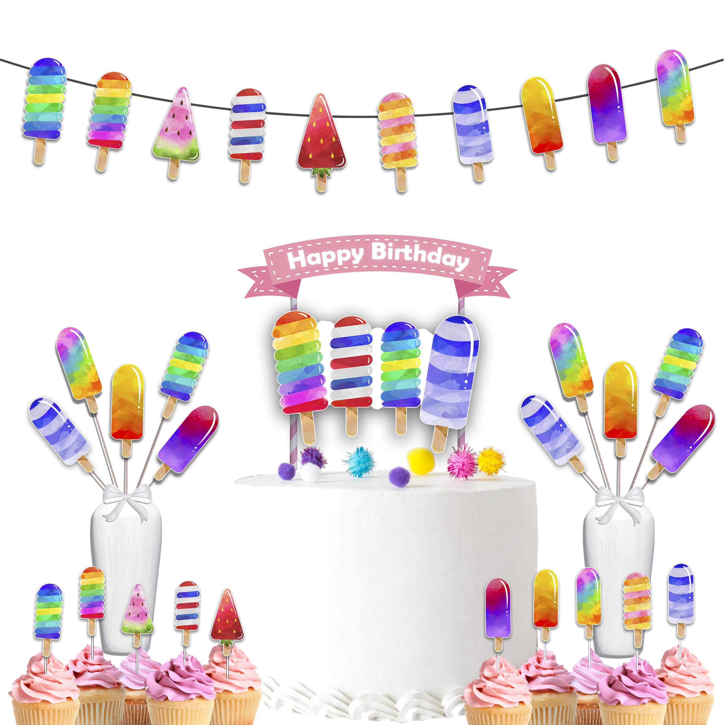 Popsicle Ice Cream Birthday Party Decoration Set! Great Bundle for Ice Cream Theme for Kids!