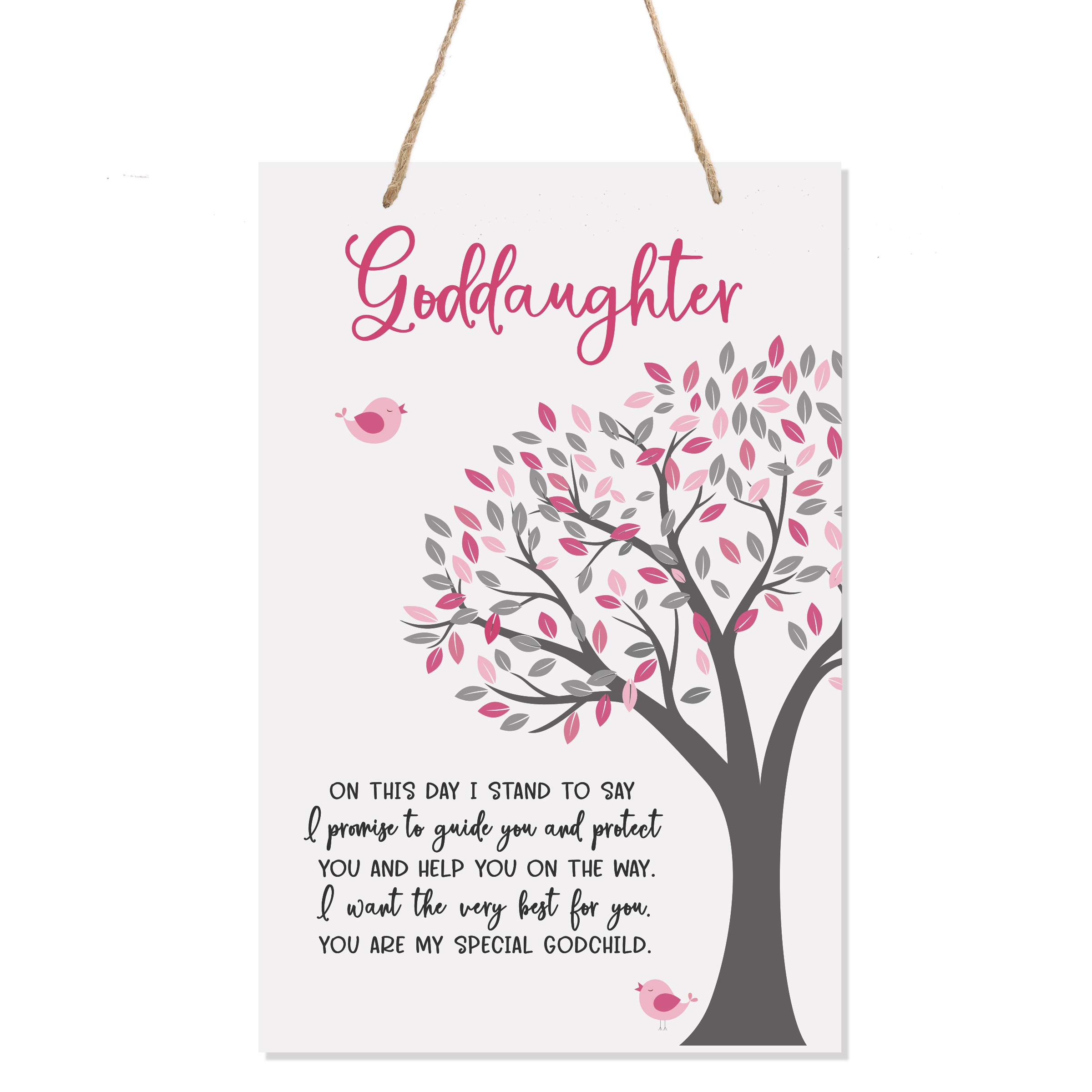 LifeSong Milestones Baptism Christening Modern Rope Tree Sign for Son Daughter Godchild Godson Goddaughter Child First Holy Communion Gift Mother Father Godparents 8”x 12" (On This Day)