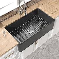 Vista 15 de Fregadero pequeño de granja de 24 x 18 pulgadas, fregadero de granja con delantal Firecaly, cuenco individual resistente, con accesorios 2 tipos