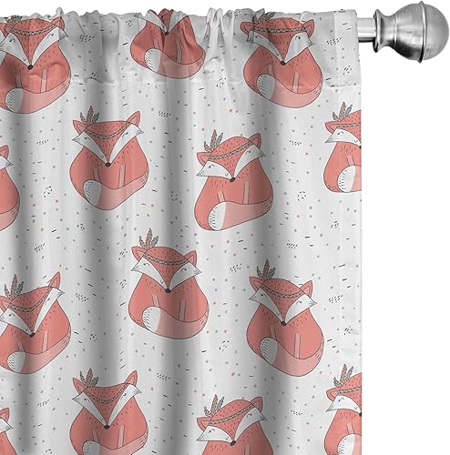 Miniatura 52 de Ambesonne - Cortinas de ventana de los 90, tema de los 90 con dispositivos de casa de estilo antiguo, patines en línea, zapatos de baile divertidos,