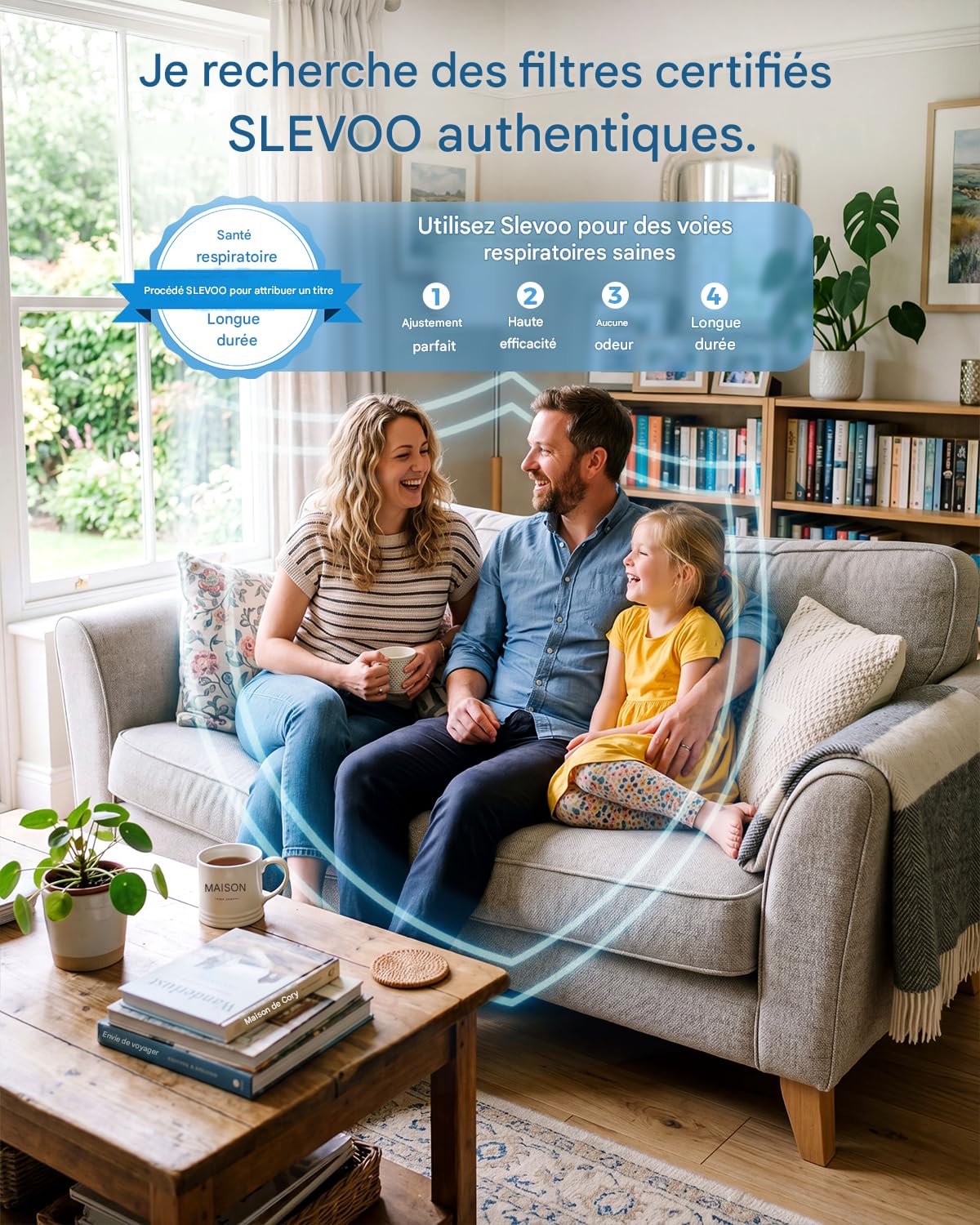 Slevoo Purificateur D'air Pour Grande Pièce À La Maison, Filtre HEPA Véritable H13 Et 3 Préfiltres Pour Chambre, Bureau, Salon, Couvre Jusqu'à 1991,3 Pi², CADR 326 M³/h, Noir Foncé