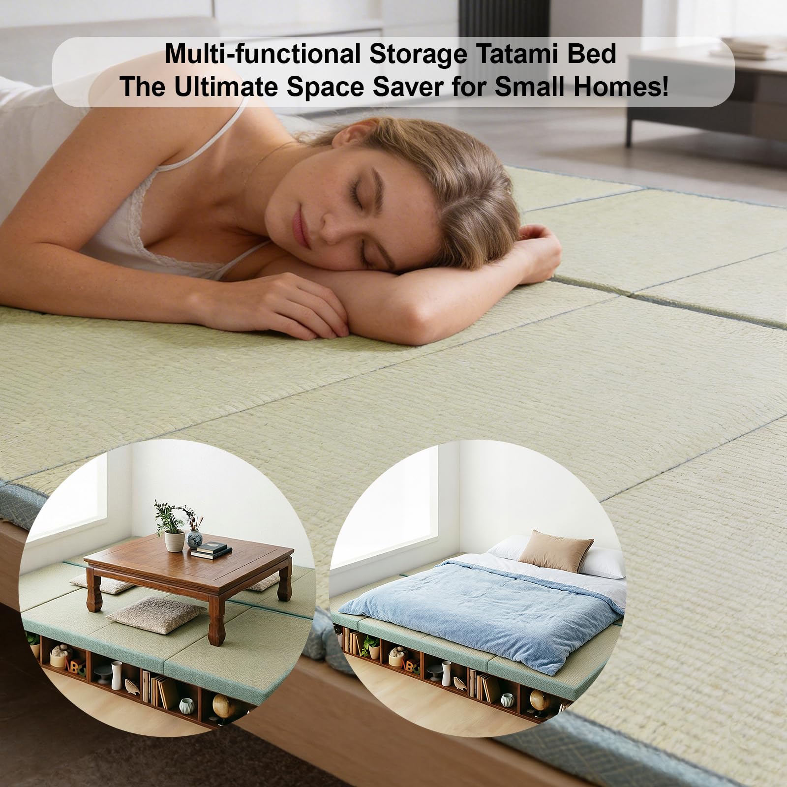 Tatami Matelas Japonais Naturel Jonc Herbe (Non Teint), Tatami Pliant en Rotin, Tapis de Sol Igusa Pliable Couchage, Futon Japonais Matelas Méditation Yoga Zen, 90×200×3.5cm