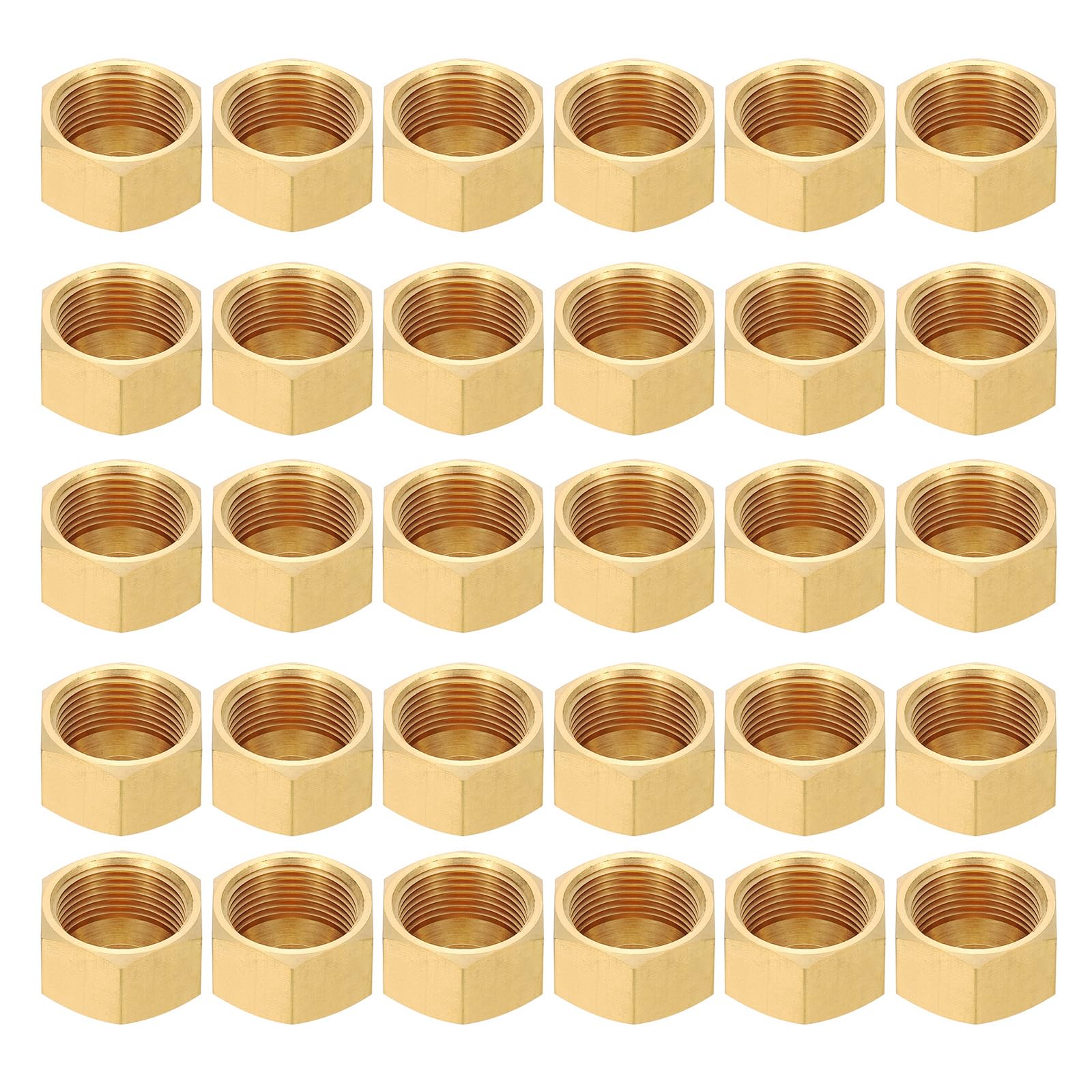 PATIKIL Tapa De Compresión De Latón De 5/8" Con Válvula De Parada, 60 Piezas De Tapa De Sellado Para Extremos De Tubería Con Roscas Hexagonales, Para Aire Acondicionado, Agua, Aire