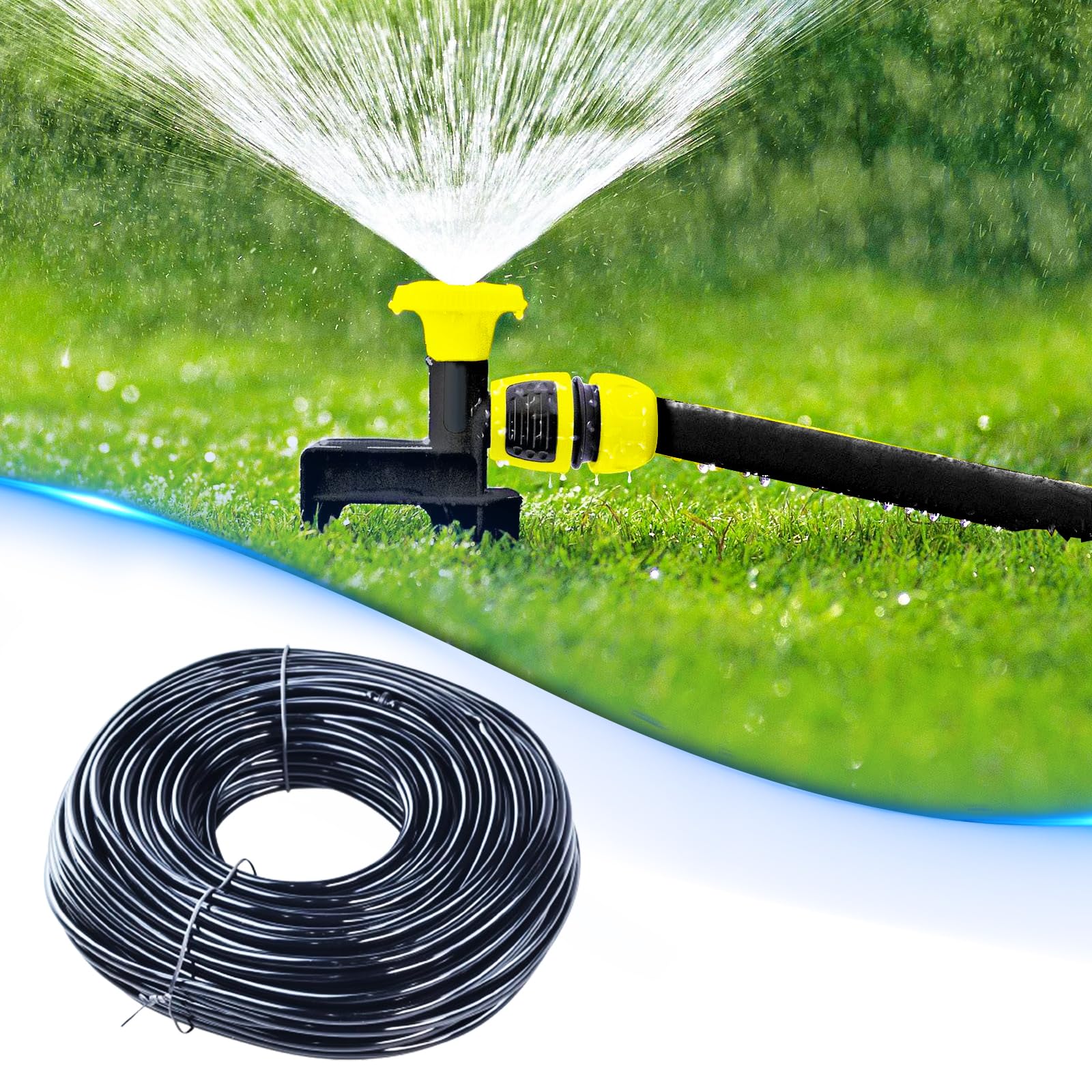50M Bewässerungsschlauch, Garten Bewässerungsschlauch Micro Drip System Verbindungsrohr Landwirtschaft Rasen, Schlauch Garten Tropfbewässerung Wasser System Schlauch für Bewässerungssystem Garten