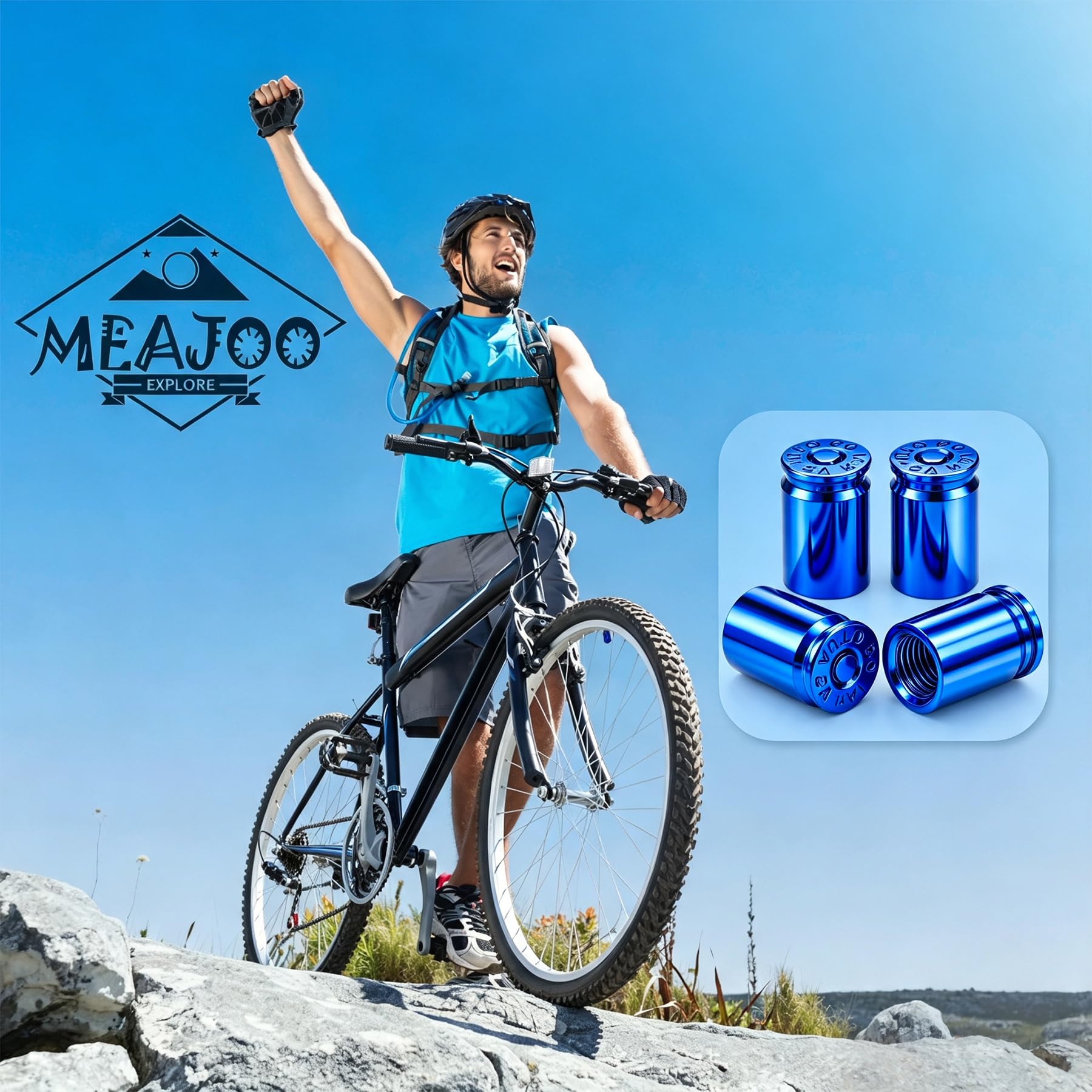 Lot de 8 bouchons de valve de pneu en alliage d'aluminium, capuchons universels anti-poussière pour voitures, VUS, camions, vélos, motos, vélos (bleu)