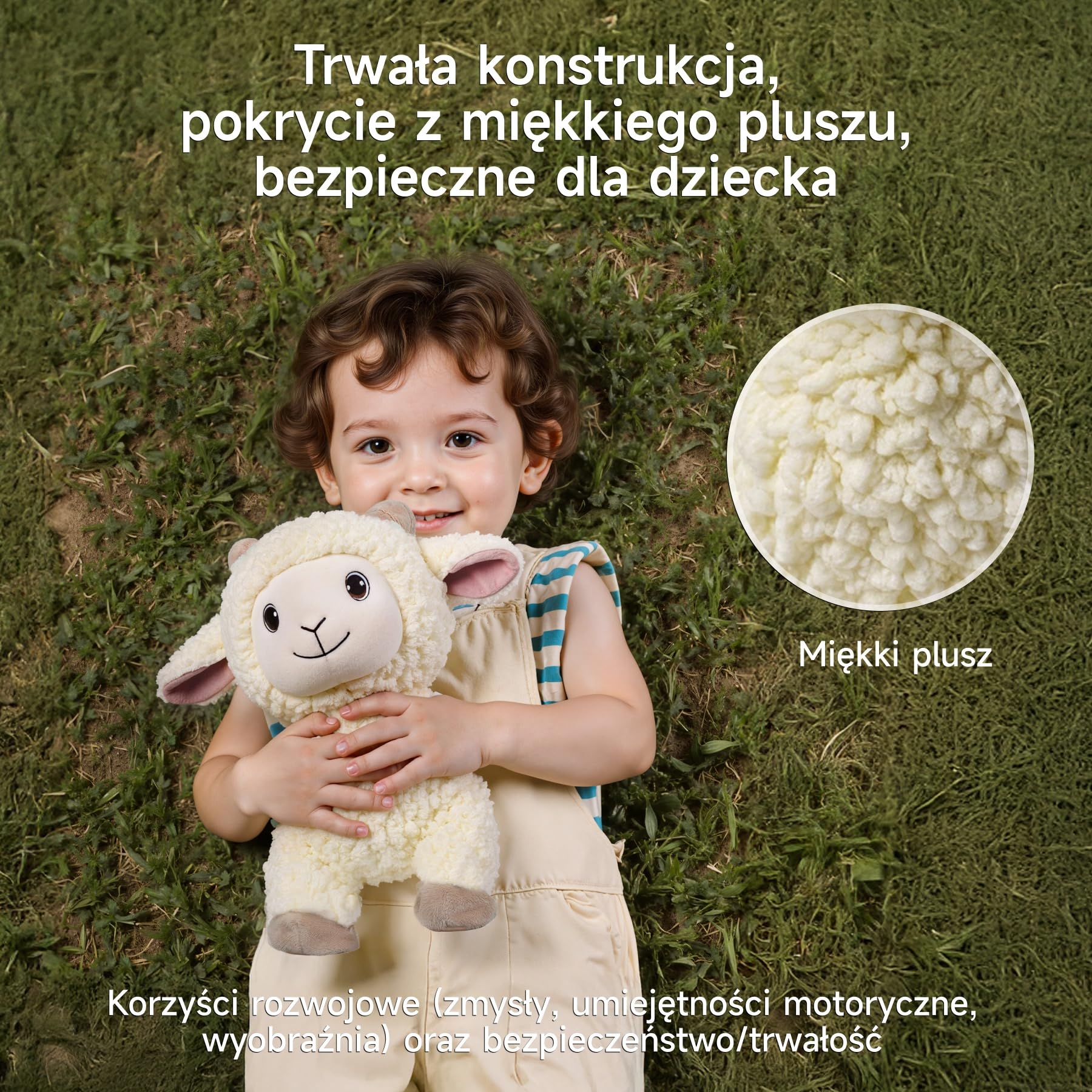 Pluszak Owca która Chodzi, Pluszowa Zabawka Jagniątko ze Smyczą Zdalnego Sterowania, Elektroniczna Interaktywna Przytulanka Baranek, Śpiewa, Beczy i Merda Ogonem, Realistyczne Dźwięki Mee Mee