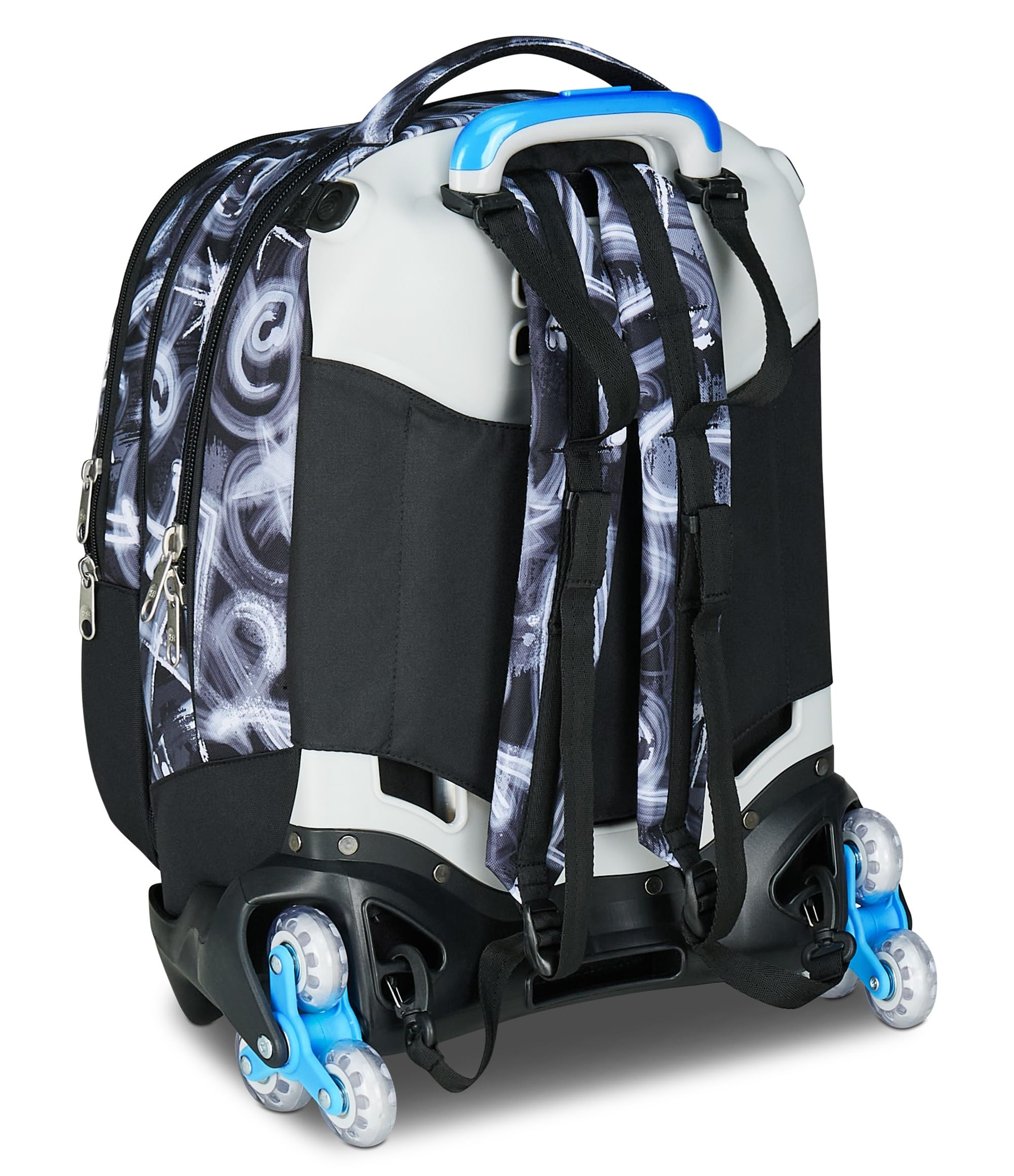 Seven Trolley Scuola Jack 3 Ruote Detach, Grigio Azzurro, Zaino Con Carrello Sganciabile Da 37 L, Tasca Borraccia, Zainetto Staccabile, Multiuso e Spazioso, Scuola Elementare e Media, Zaino Bambino