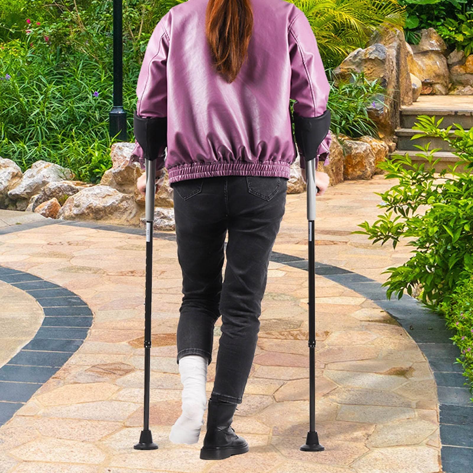 Muleta plegable de aluminio para antebrazo, altura ajustable para adultos y niños, diseño ligero y duradero
