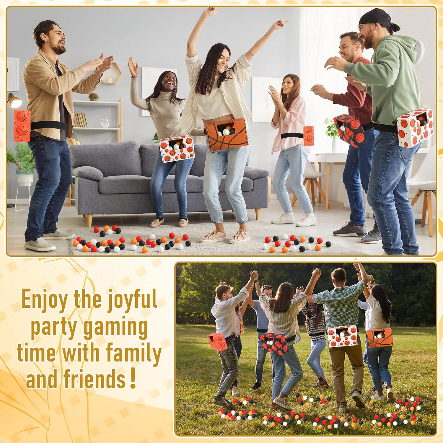 Halloscume 4 Set Basketball Party Favor Games Swing Shaking Ball Game Set Basketball Novelty Twerk Game, 40 Balls, Ribbon Cardboard Boxes Sport Games for Family Adult Large Group Sport Party Favors