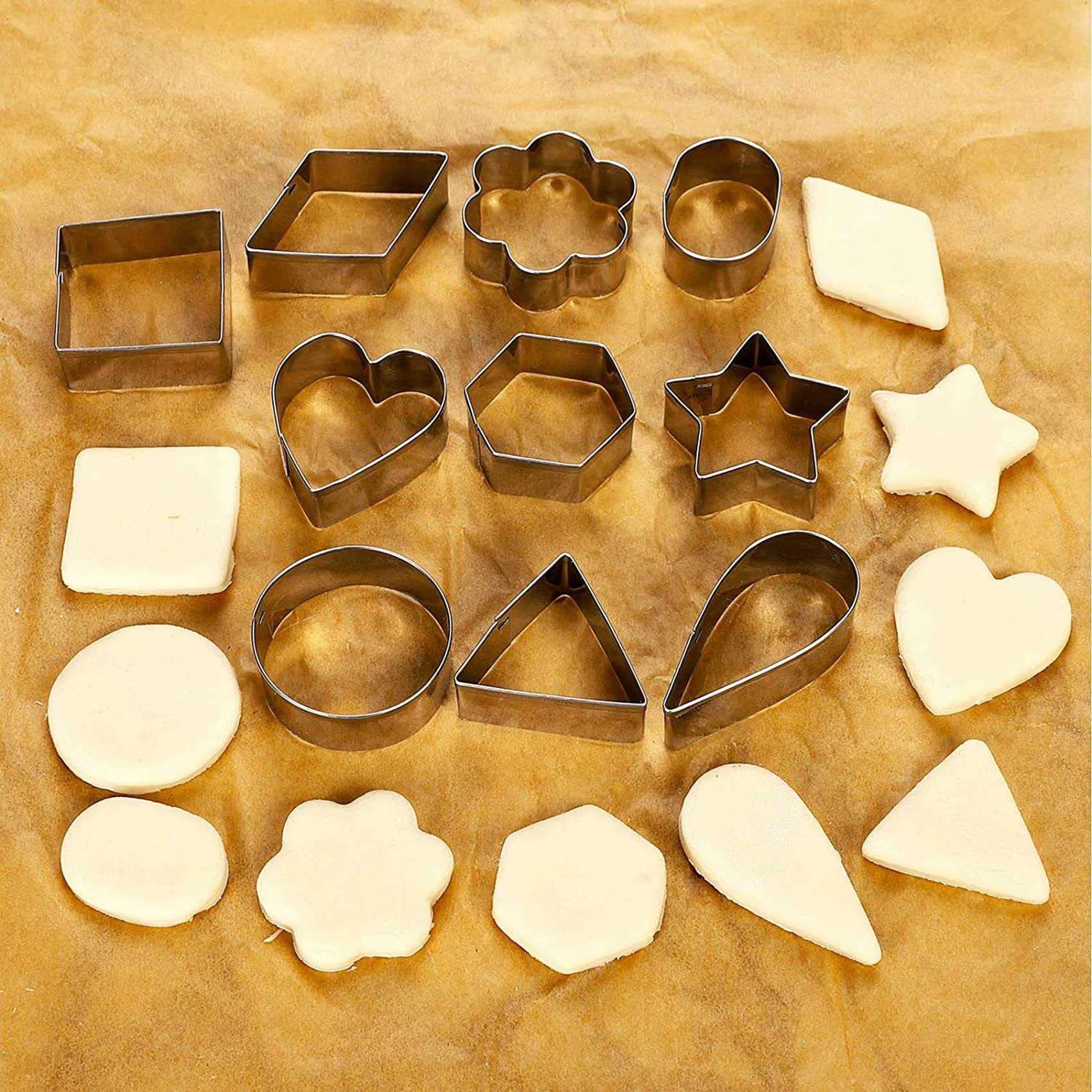 Cortador de galletas, 240 pequeños sellos de flores, corazón, estrella, formas geométricas, para masa de pastelería, pastel y fruta, fondant