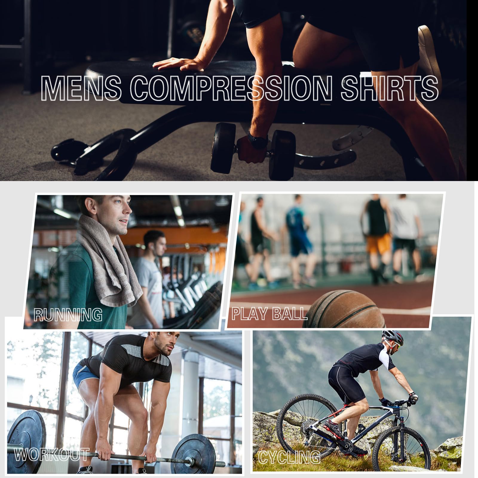 Paquete de 2 camisetas de compresión para hombre, manga corta, capa base, camiseta de secado rápido para gimnasio, deportes, fitness, entrenamiento, ciclismo, entrenamiento