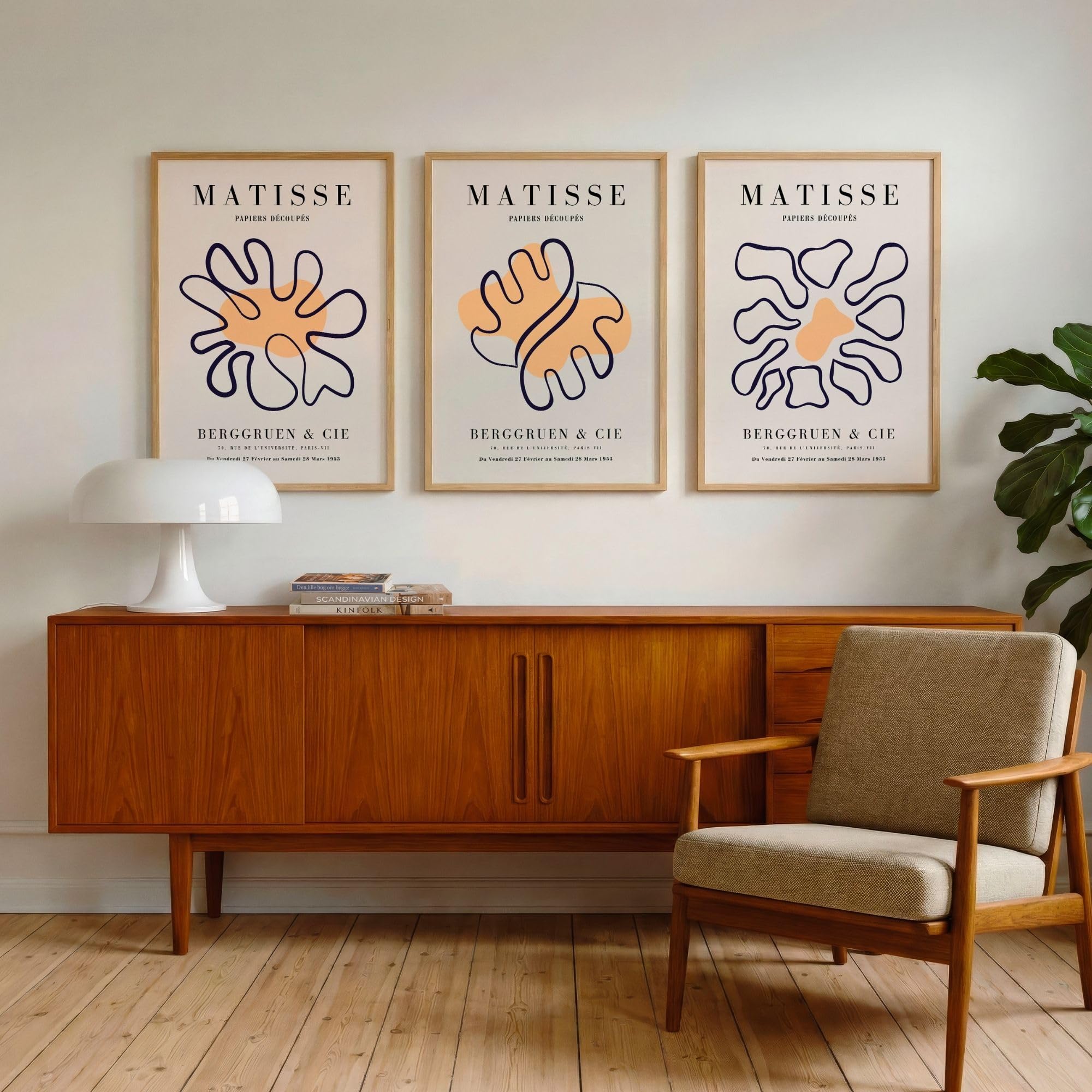 Matisse Lot de 3 posters muraux sans cadre Orange 40 x 50 cm