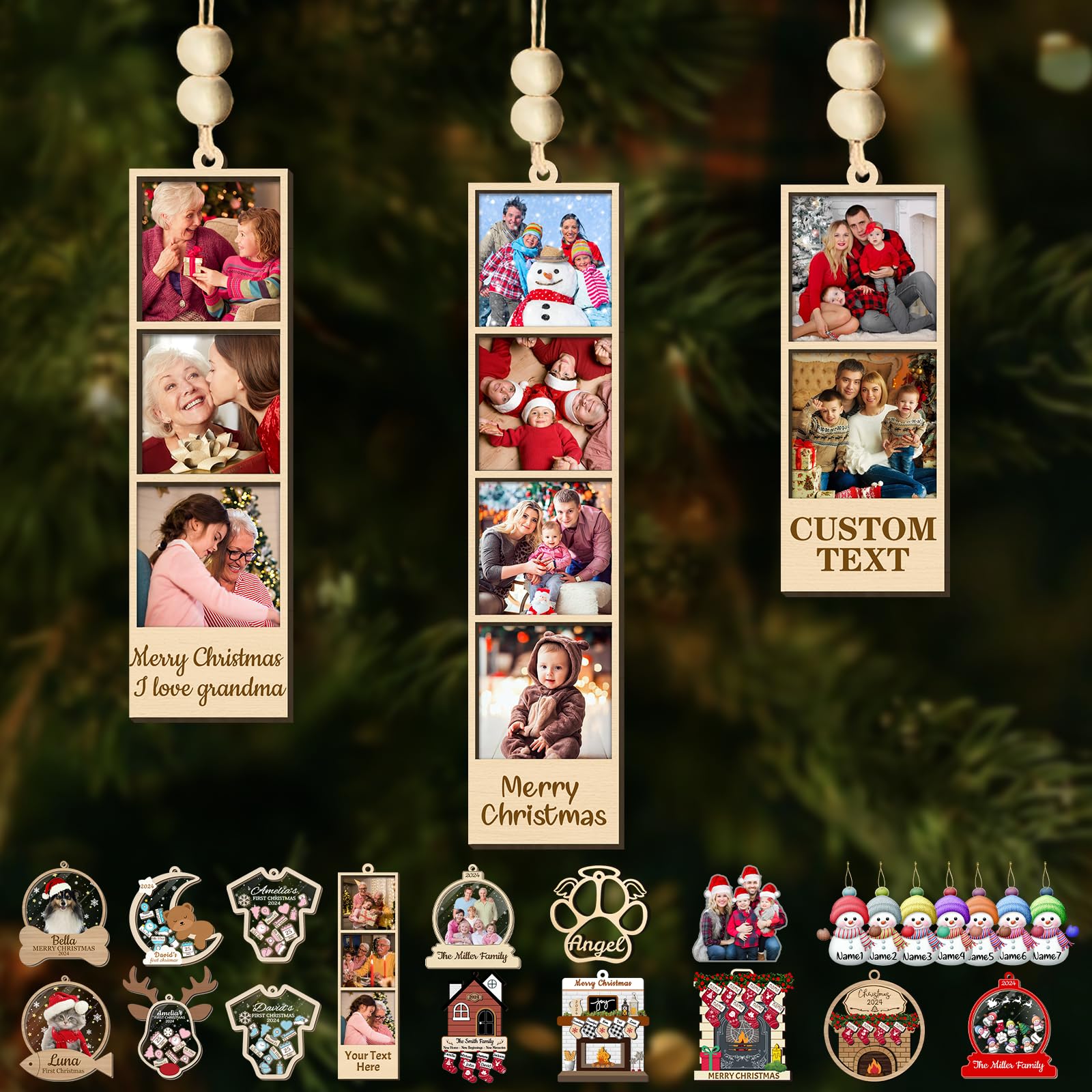 Custom Photo Ornament Personalized Christmas Ornaments with Your Picture Image Customized Family Ornament for Xmas Tree Hanging Decoration Gifts