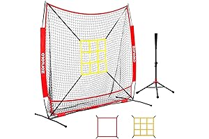 6x6ft Baseball and Softball Netting for Pitching, Hitting, with Sturdy Bow Frame...
