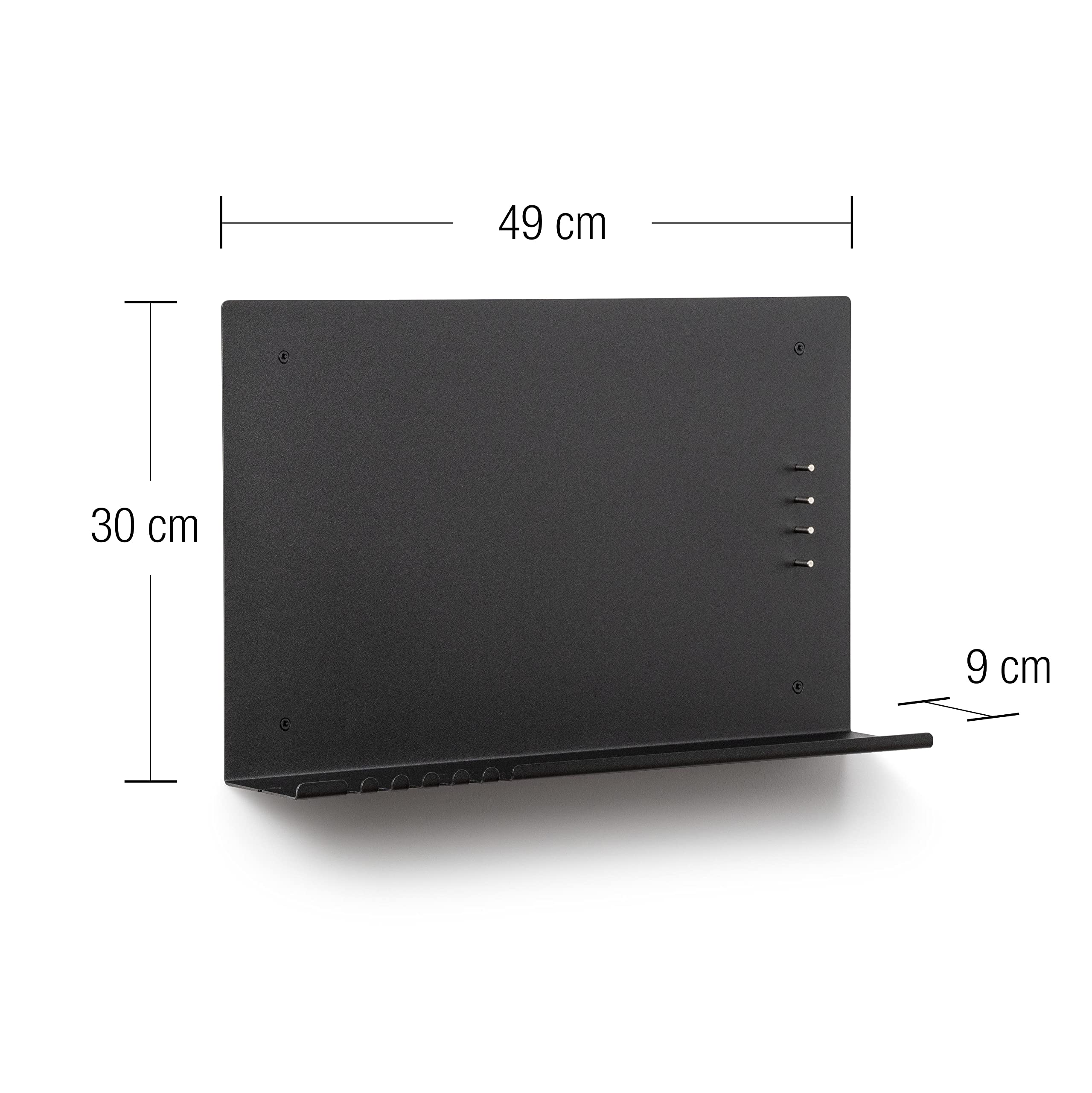 Magnettafel mit Magneten, Schlüssel-Organizer, Telefonregal mit Halterung für Kabel, 49 x 30 cm, Farbe Schwarz