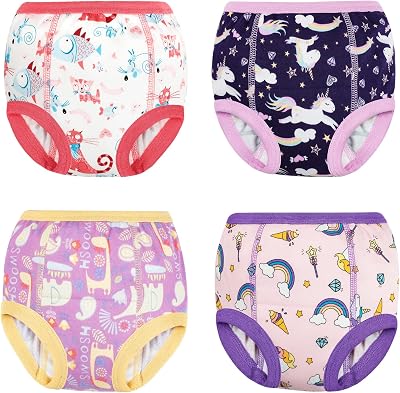 MooMoo Baby Training Pants 4 Pack Cotton Training Underwear for Toddler Boys and Girls 2T-7T