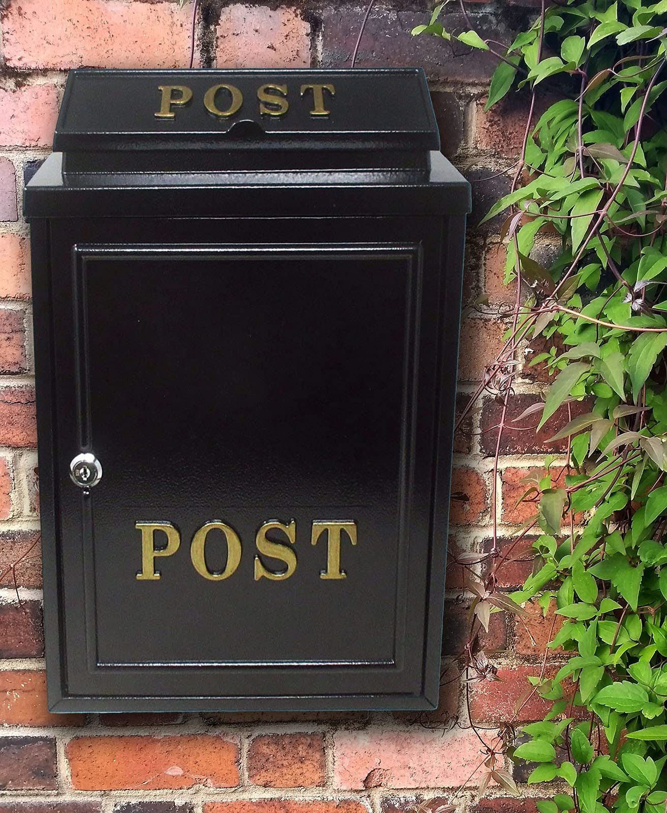 Dwd () Vintage Decor Lockable Post Mail Letter Box Gold/Black
