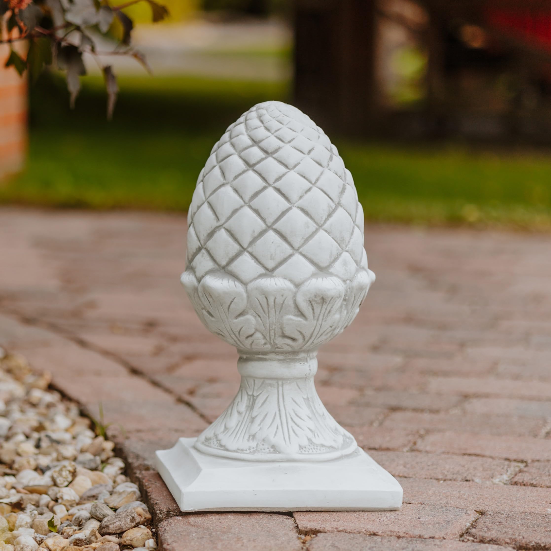 gartendekoparadies.de Pinienzapfen Steinfigur Zirbelnuss, Grau, H. 45 cm, 24 kg, Frostsicher aus Steinguss für Außenbereich