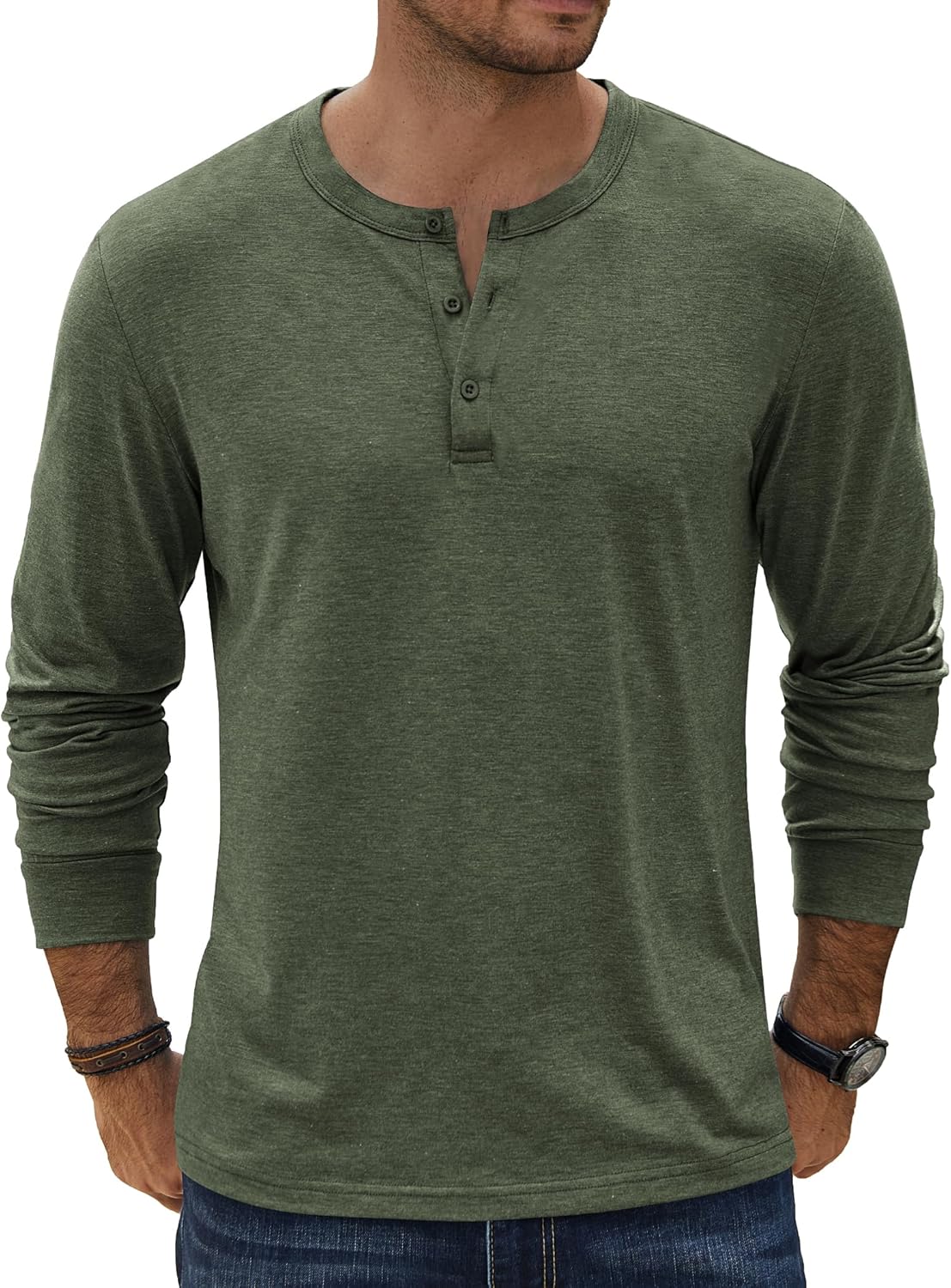 COOFANDY Men's Casual Long Sleeve Henley T-Shirt Lightweight Soft ...