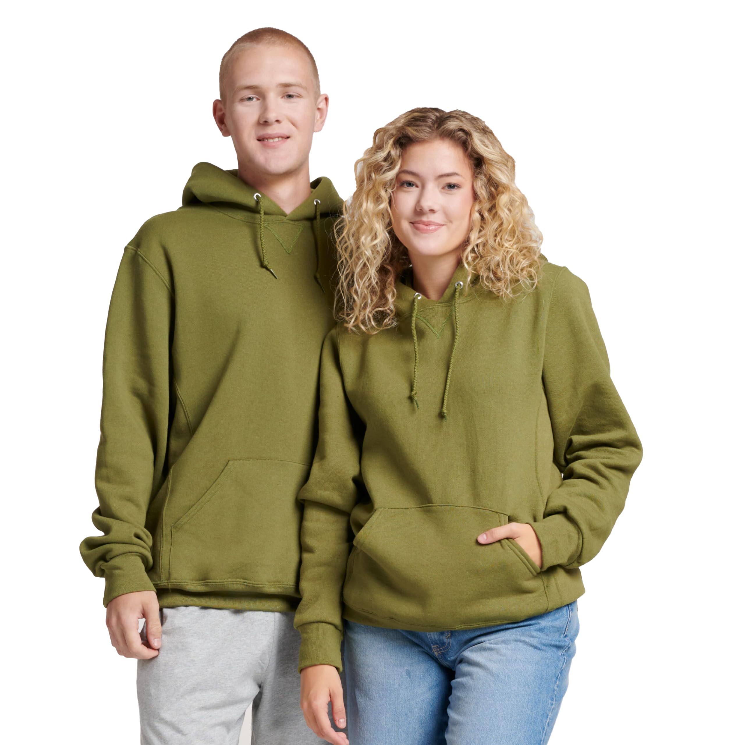 Russell Athletic Men's Green Moss Pullover Dri-Power Fleece Hoodies, Moisture Wicking, Cotton Blend, Relaxed Fit, Sizes S-4X Hooded Sweatshirt, Xl