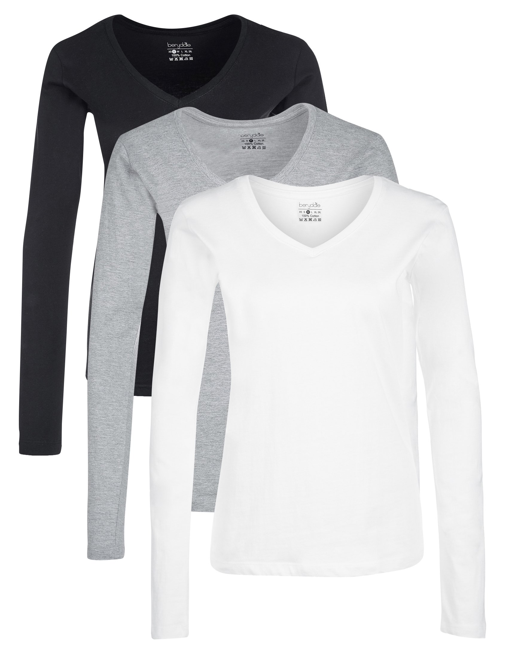 berydale Maglietta a Maniche Lunghe (Pacco da 3) Donna