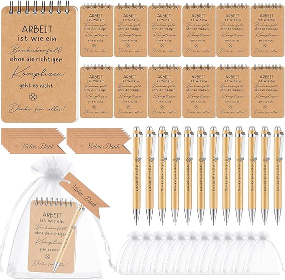 Sinmoe Dankeschön Geschenk-Set - Notizbuch, Kugelschreiber & Schlüsselanhänger