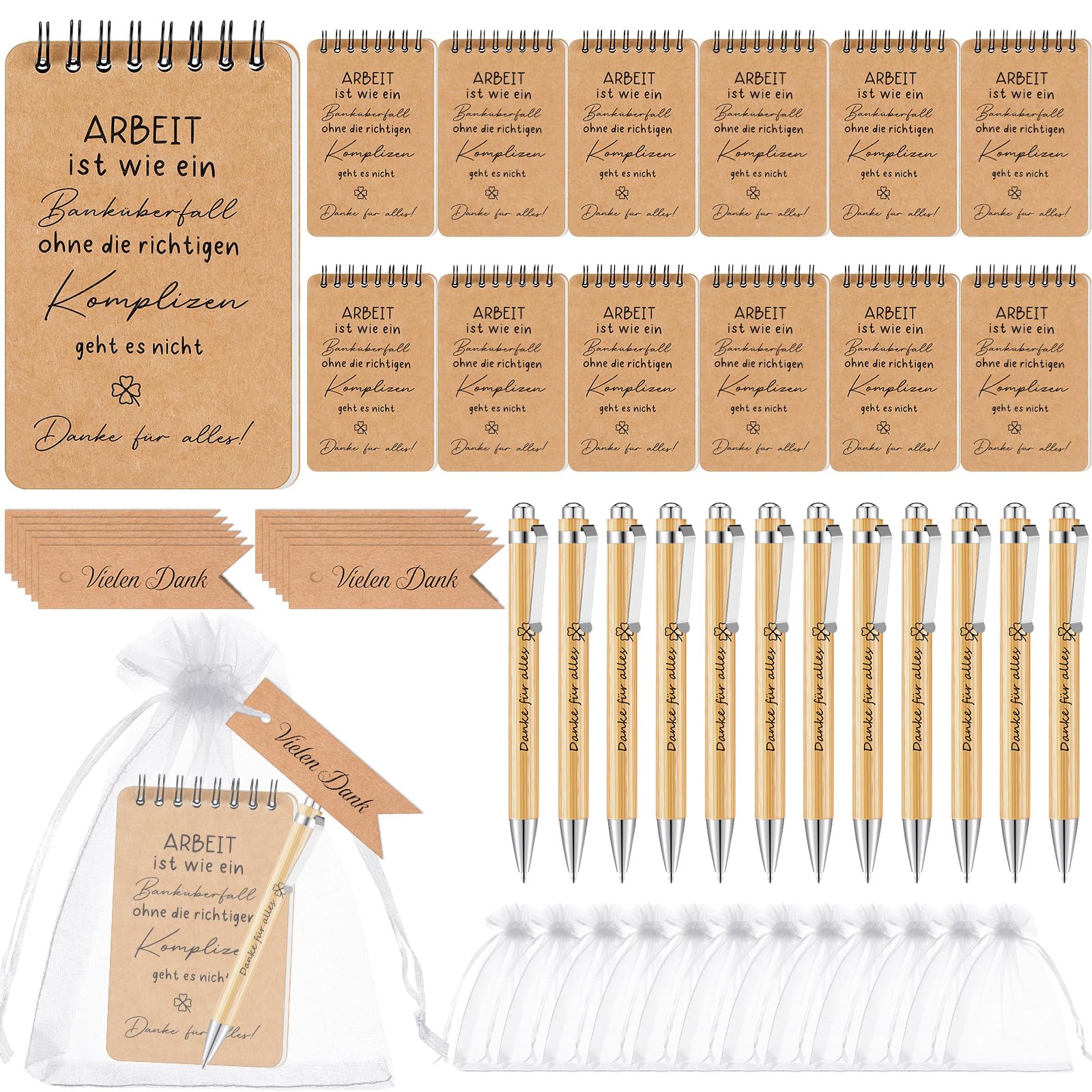 24 Glücksstift Sets Mit Karten - Abschiedsgeschenke Für Kollegen & Schüler