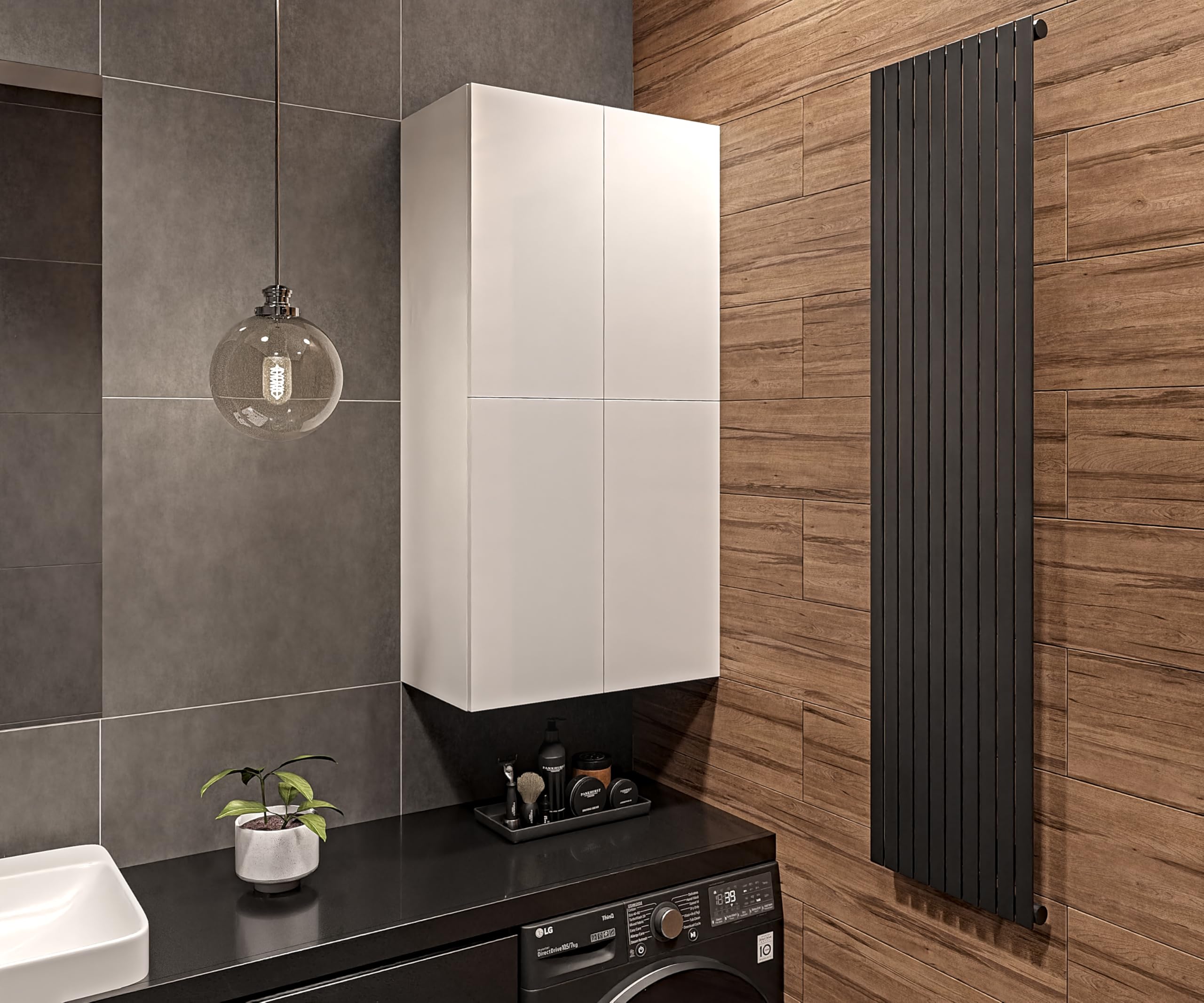 HAJDUK Waschmaschinenschrank Schwarz 60x120cm - Hochglanz Front Fürs Badezimmer