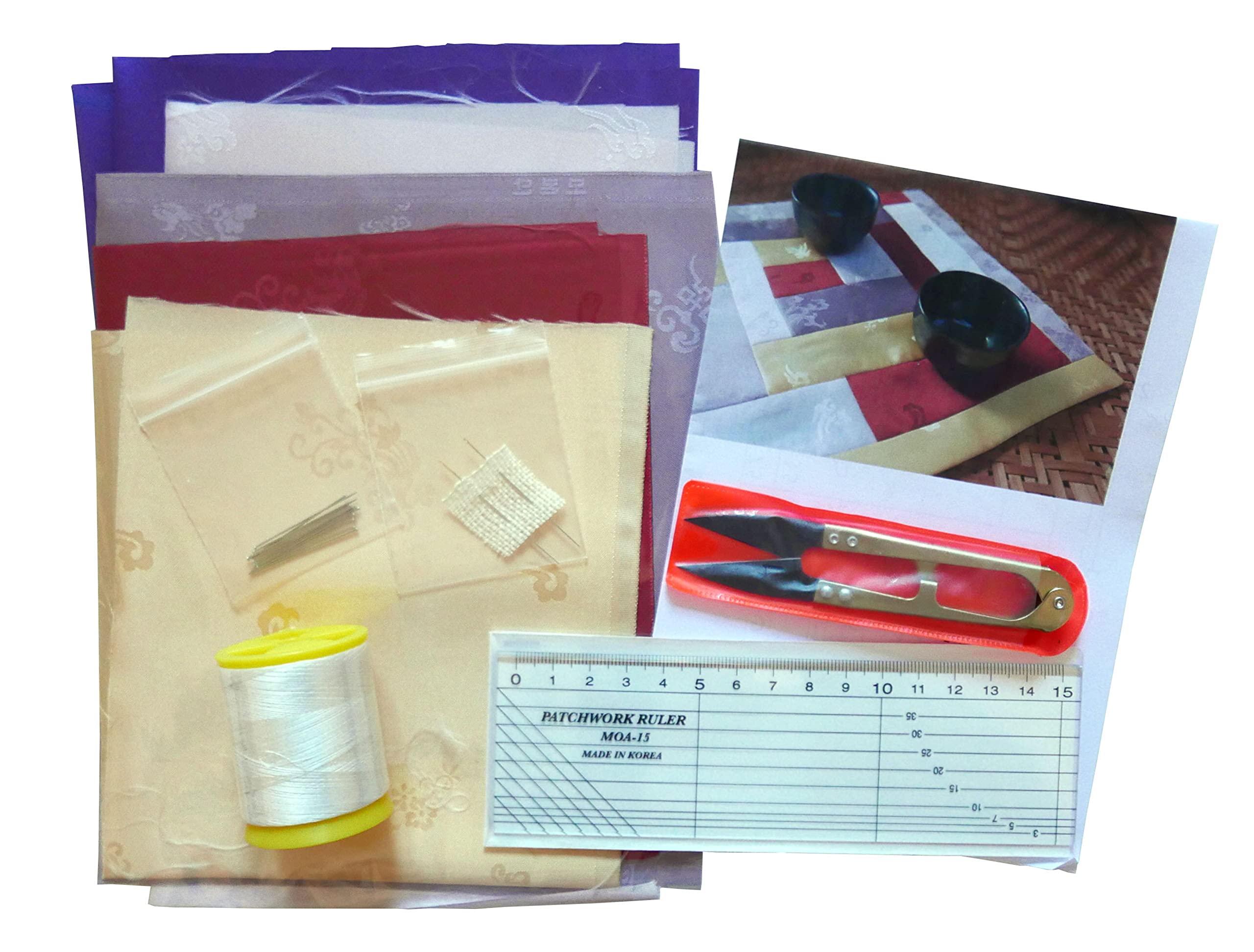 Korean Jogakbo Sewing Project Kit Set, Full Tutorial and Tools Included W10in x L10in Korean Traditional Textile Object