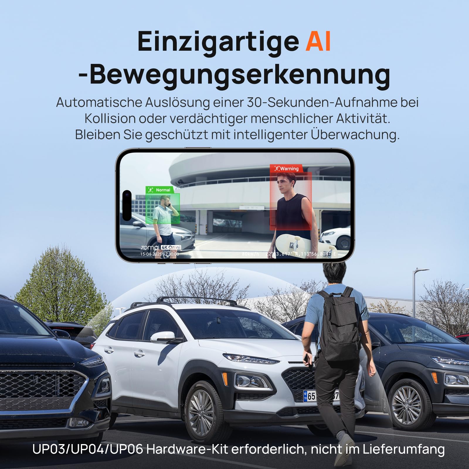 70mai Dash Cam 4K Omni, 4K+1080P Dashcam Auto 360 Grad Vorne und Hinten mit Dual STARVIS 2 HDR, 4G LTE, AI-Bewegungserkennung, Nachtsicht, GPS 5GHz WiFi 6, 24H Parkmodus, App-Steuerung, 128GB SD-Karte