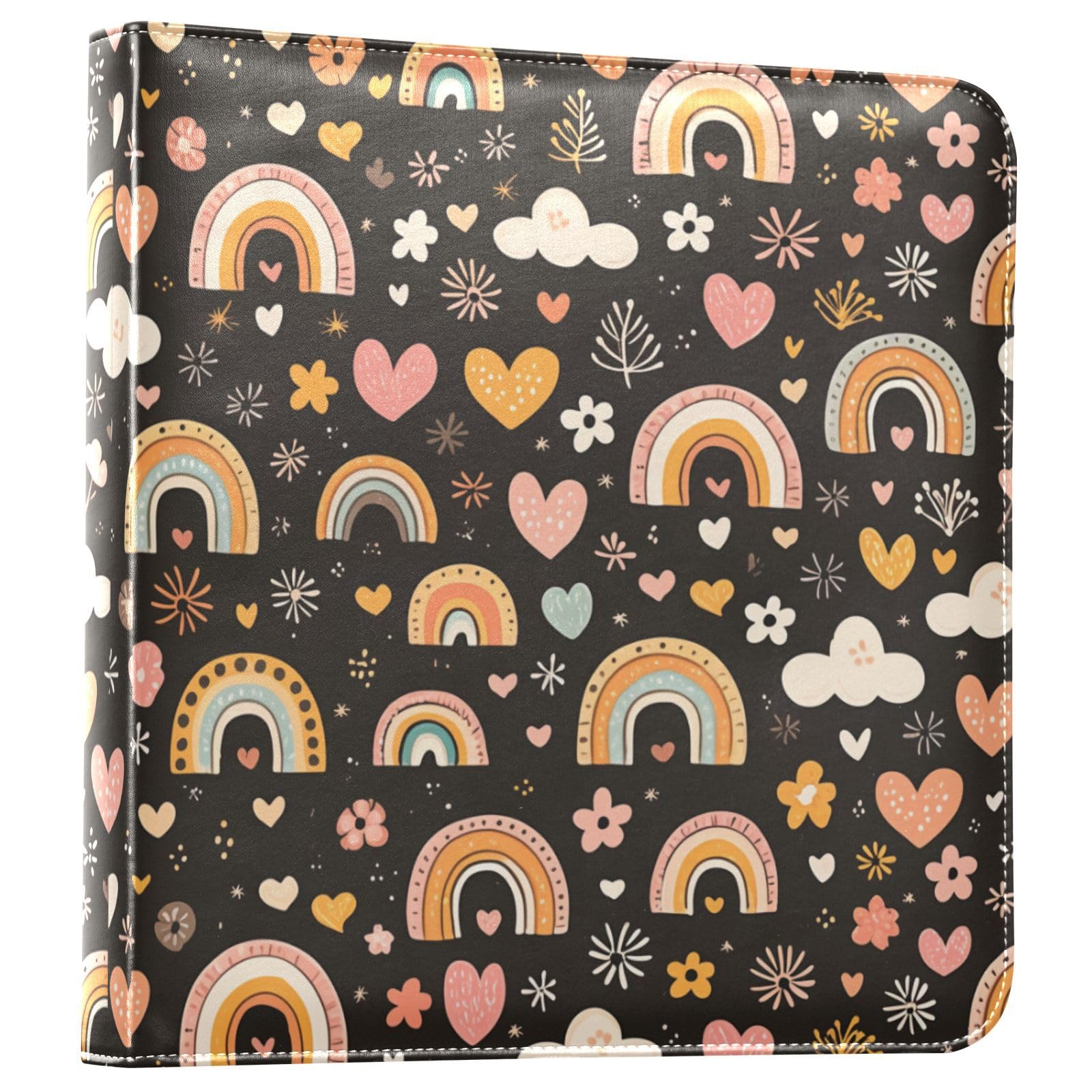 Kigai Boho Rainbow Photo Album Self Adhesive Scrapbook Album Leather Cover DIY Picture Scrap Book with 20 Adhesive Sheets, 11.8x24x0.8 inch