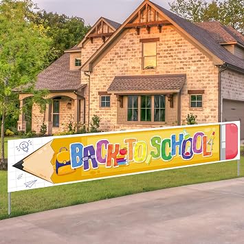 Back to School Banner Welcome Back To School Decorations Yard Sign First Day of School Yard Banner for Classroom Back to School Party Decorations, 118 x 24 Inch