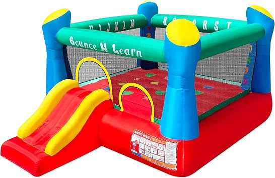 Funormous Educational Inflatable Bouncy House for Kids Outdoor Jump n Slide Bounce House with Blower Included for Kids Ages 3-8