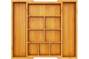 Pipishell Bamboo Expandable Junk Drawer Organizer Tray