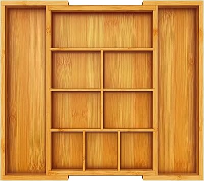 Pipishell Bamboo Expandable Drawer Organizer - Thumbnail 2