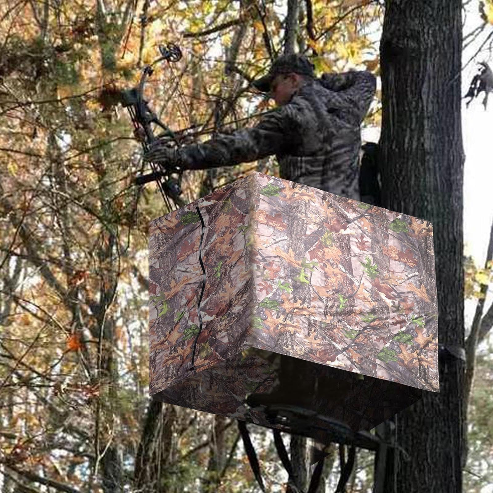 Estor de ciervo | Kit de persianas de ciervo de 3 lados para árbol de caza, cubierta de soporte de ciervo resistente a la intemperie, kit de soporte de escalera de árbol para caza al aire libre