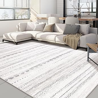 9x12 Area Rugs for Living Room Machine Washable Rug Distressed Indoor Carpet Neutral Moroccan Boho Rug Ultra Soft Area Rug for Bedroom Dining Room Playroom Office, Black