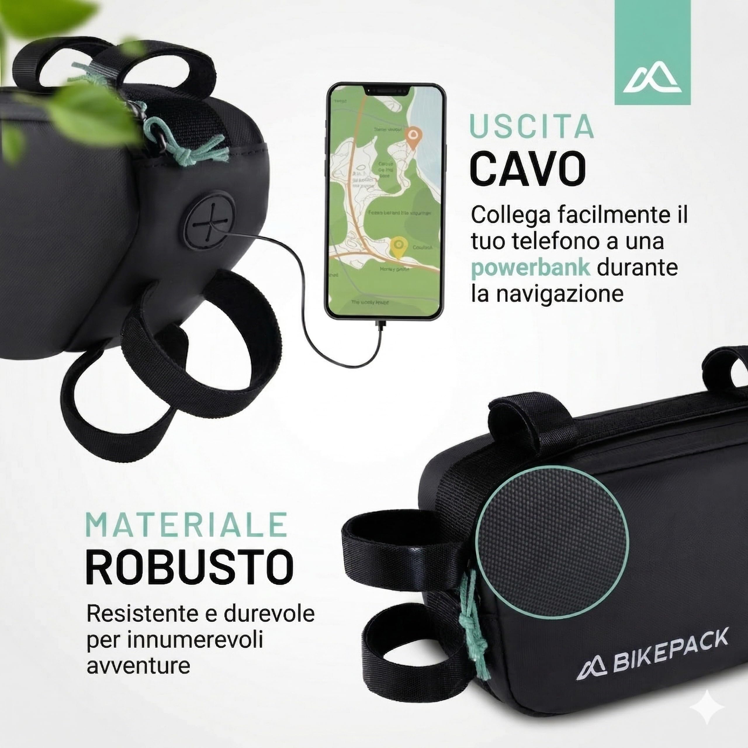 BIKEPACK Borsa per bicicletta – Borsa ideale per bicicletta da corsa e mountain bike – Borsa piccola per tubo superiore perfetta come borse da bicicletta, BP002