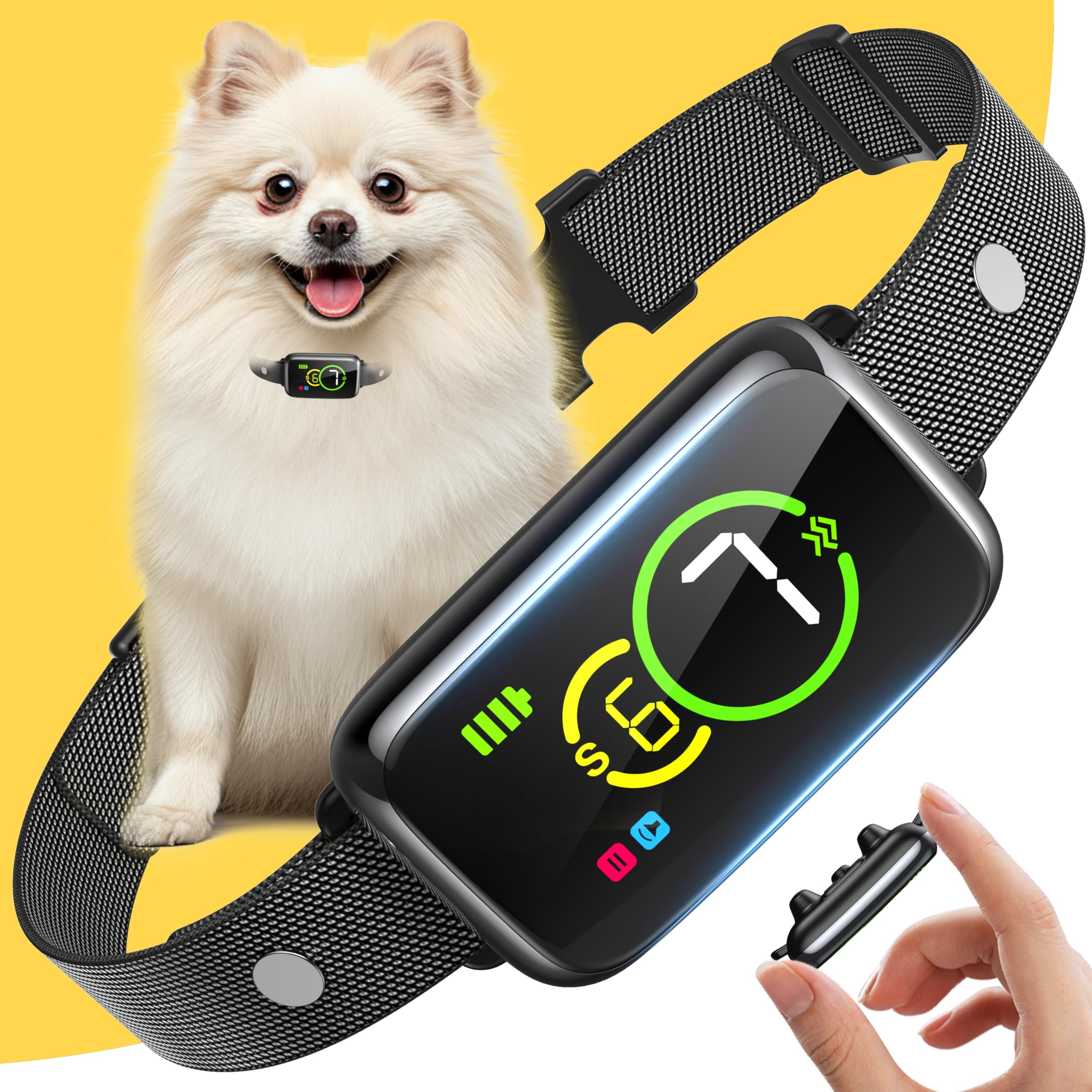 Bark Collar, Dog Bark Collar for Small Medium Mini Dogs, Automatic Stop Bark Collar, Safe No Shock Barking Collar with 4 Effective Modes Beep Vibration & 7 Adjustable Sensitivities, Black