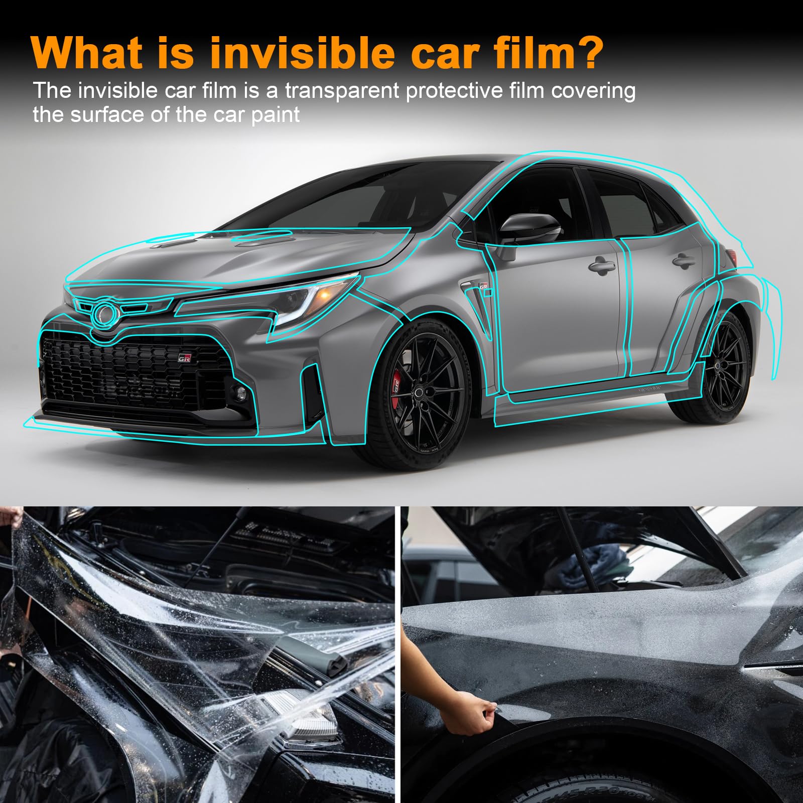 8 5mil TPU PPF Clear Car Pre-Cut Paint Protective Film for 2023-2024 Toyota Corolla GR HD Scratch Exterior — view 3