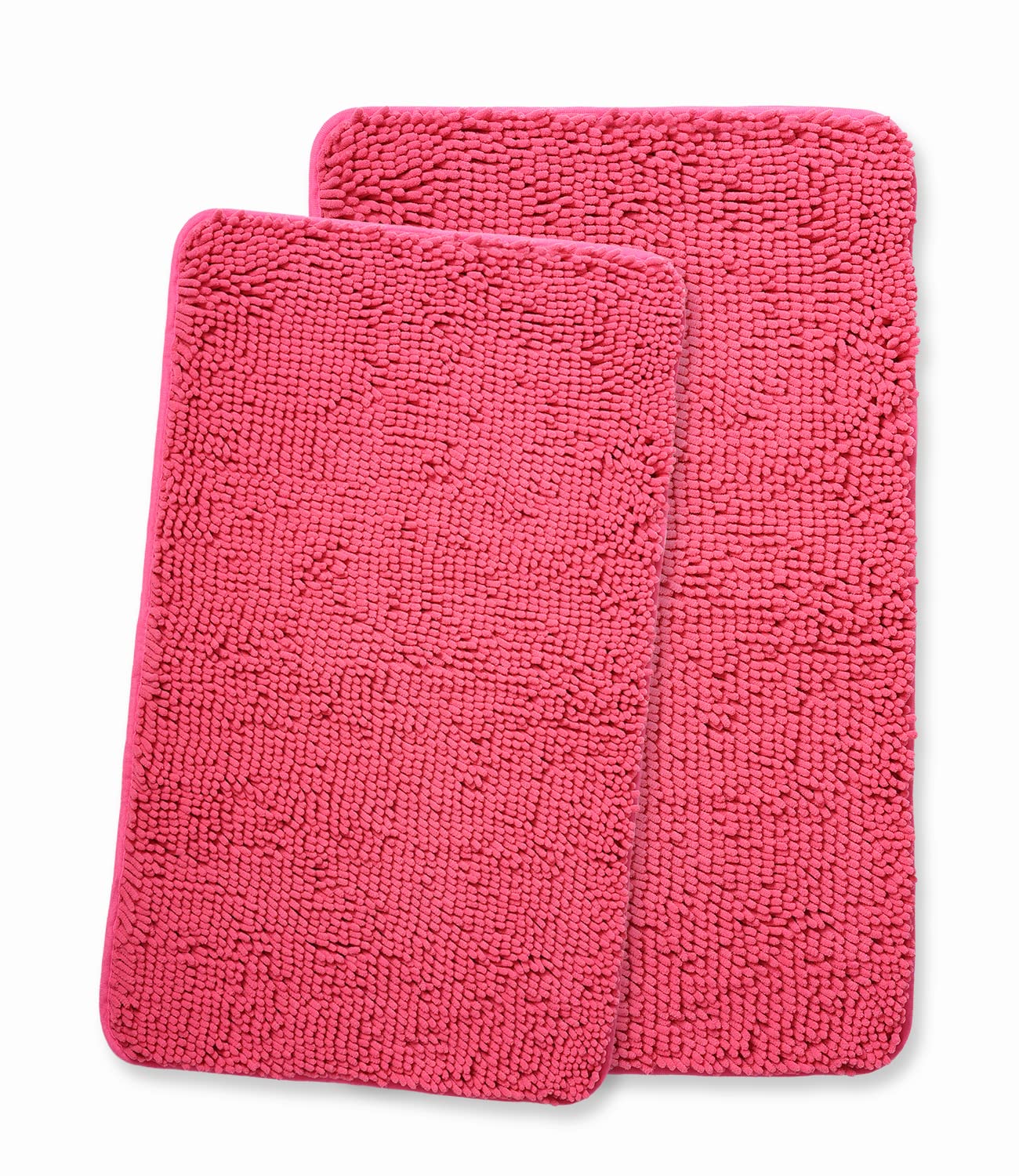 Yeaban Bathroom Rugs Sets 2 Piece,Thick Chenille Bath Mats,Absorbent and Washable Bath Rug Non-Slip, Extra Soft Rugs for Bathroom Floor,Tub,Shower and Sink(20"x32" and 24"x36",Hot Pink) — image 1