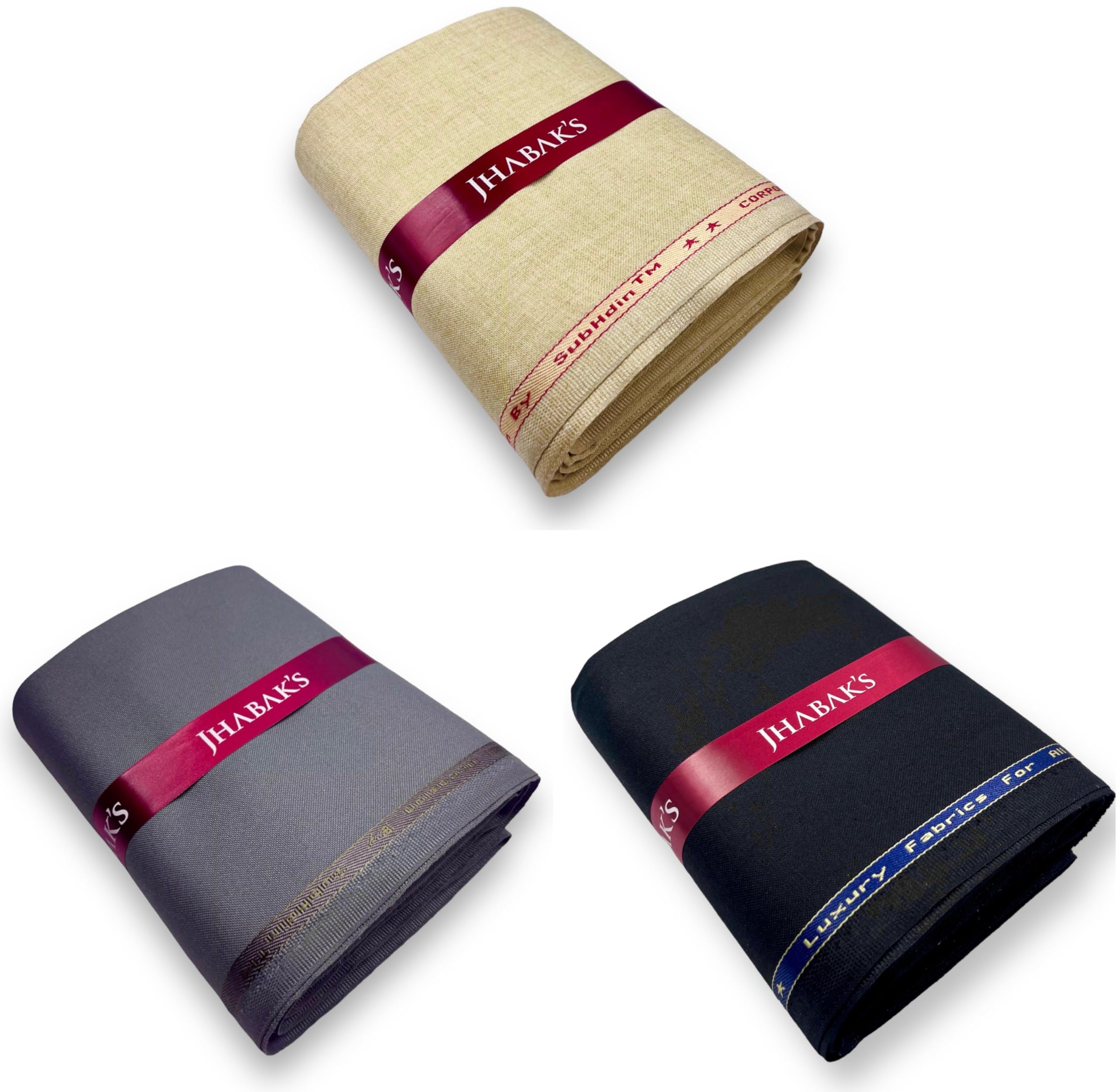 jhabak's Unstitched Viscose Rayon Self Design Trouser Fabric - 1.30 Meters (Pack of 3) C-picture-46