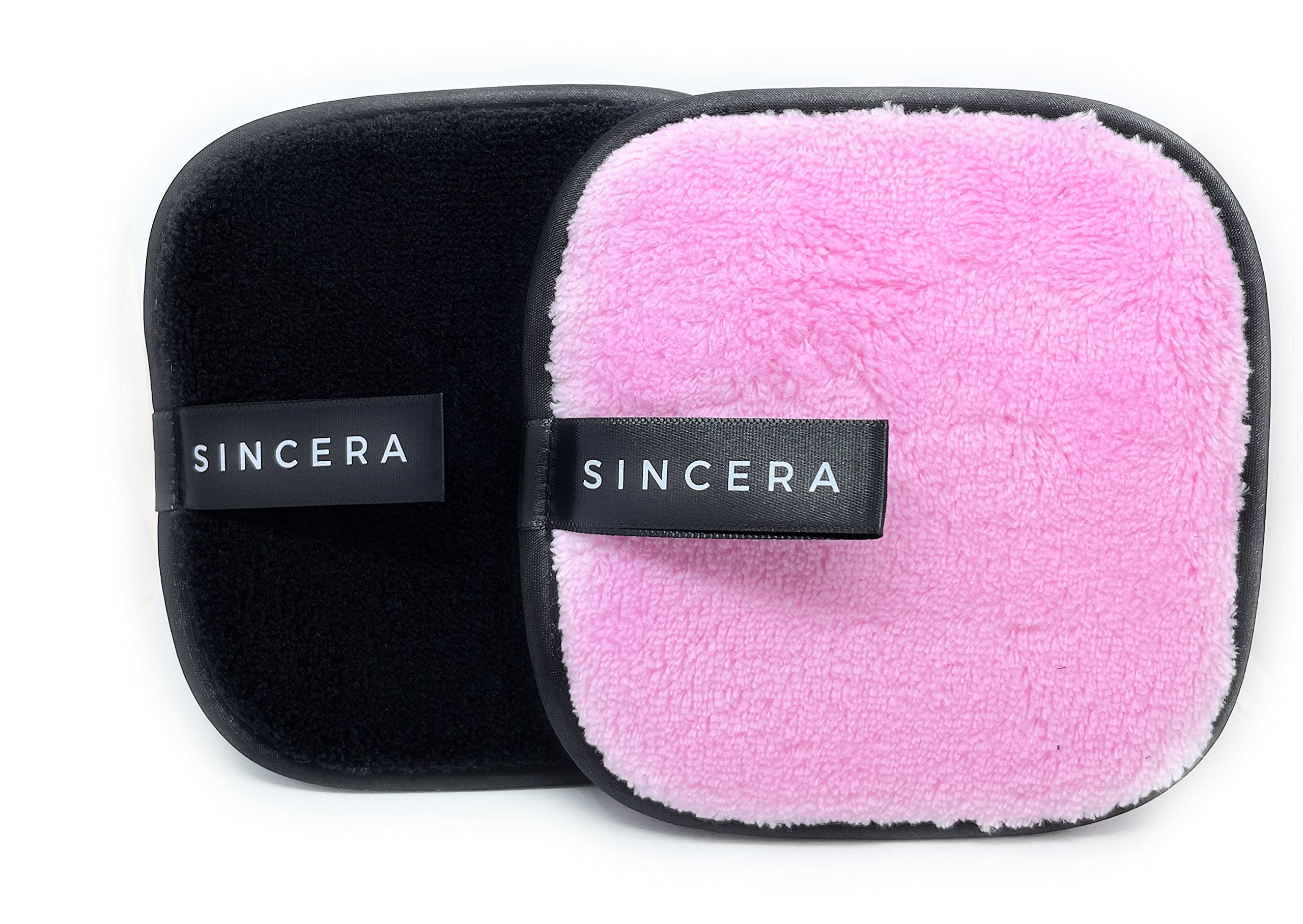 SINCERA Reusable Makeup Remover Pads | Large Double-sided Square Shape Microfiber Clean Sponges for Erasing Heavy Makeup and Clay Masks
