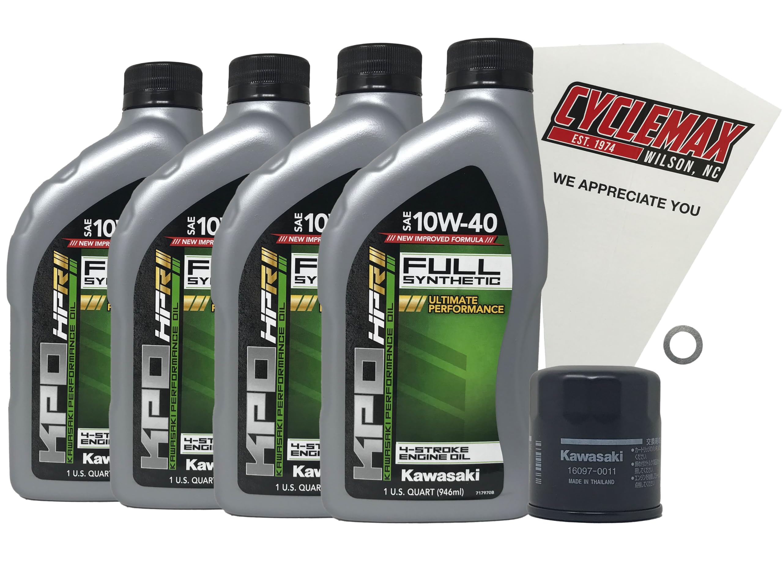 Cyclemax Full Synthetic Oil Change Kit compatible with 2004-2023 Kawasaki Ninja ZX-10R