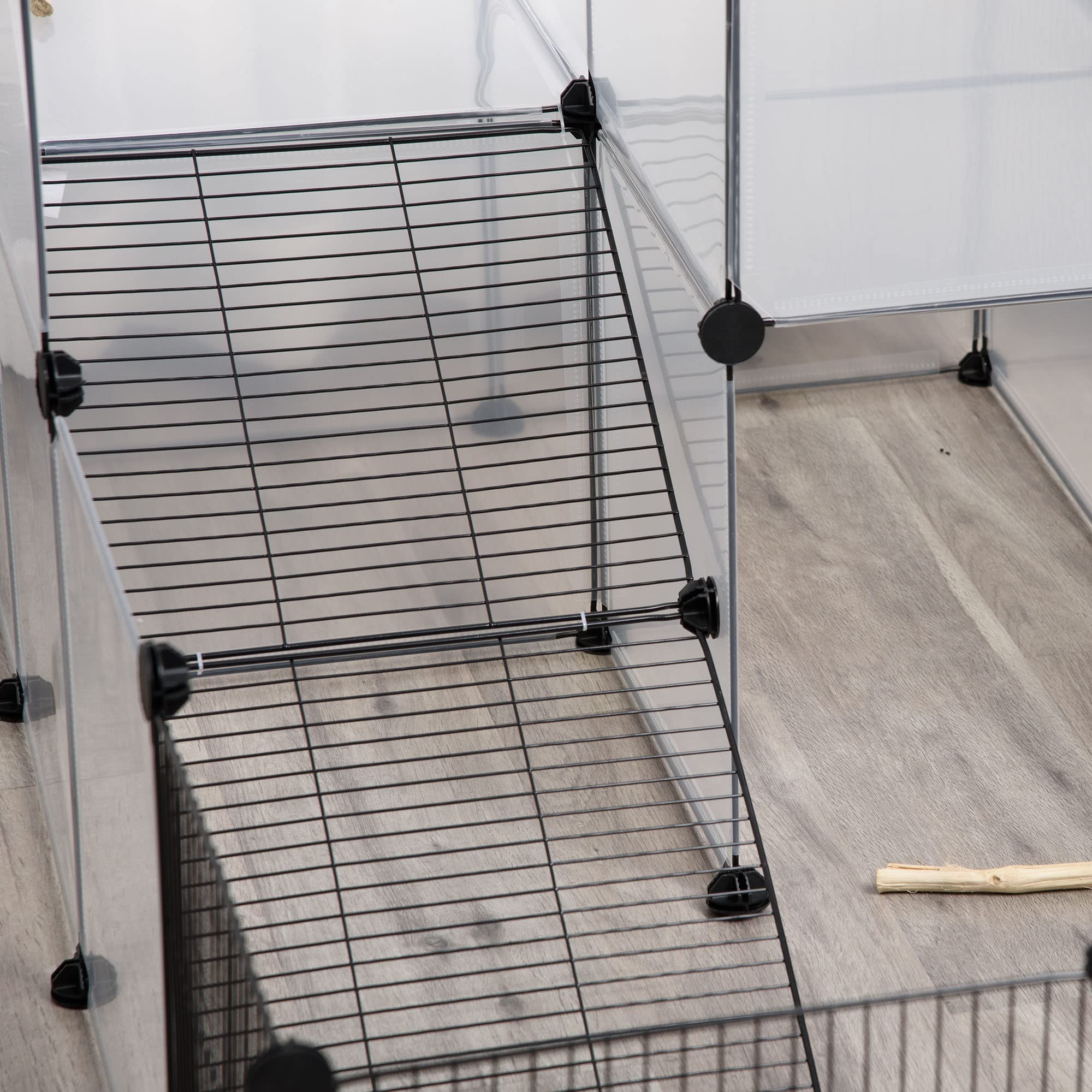 PawHut Enclos pour Petits Animaux Design DIY Cage modulable pour Cochon d'Inde Lapin Chinchillas Petits Animaux domestiques 27 Panneaux Noir