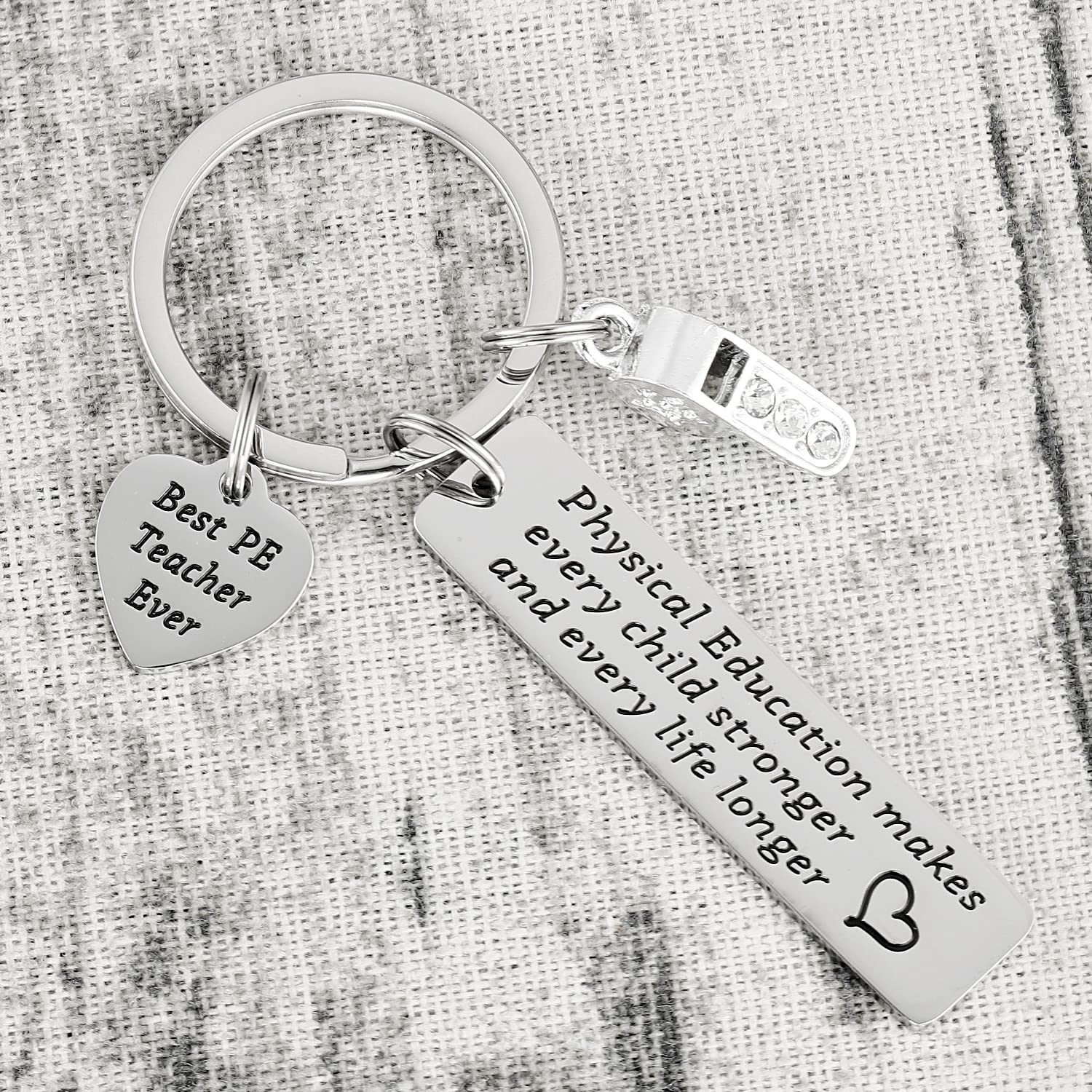 Ahaeth PE Teacher Gifts Keychain for Men and Women - Physical Education Professor Retirement Jewelry from Student - Gym Keychain