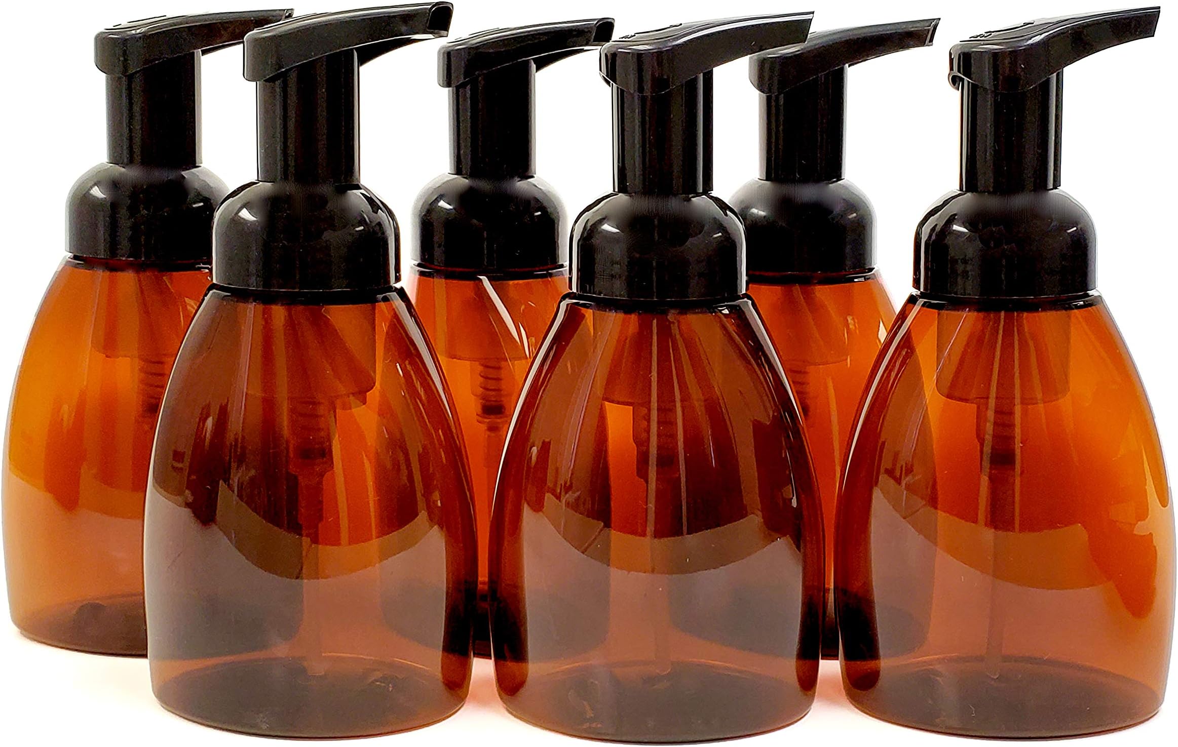 ljdeals Foaming Soap Dispensers, 250ml Amber Foam Pump Bottles, Pack of 6, BPA Free, Made in USA