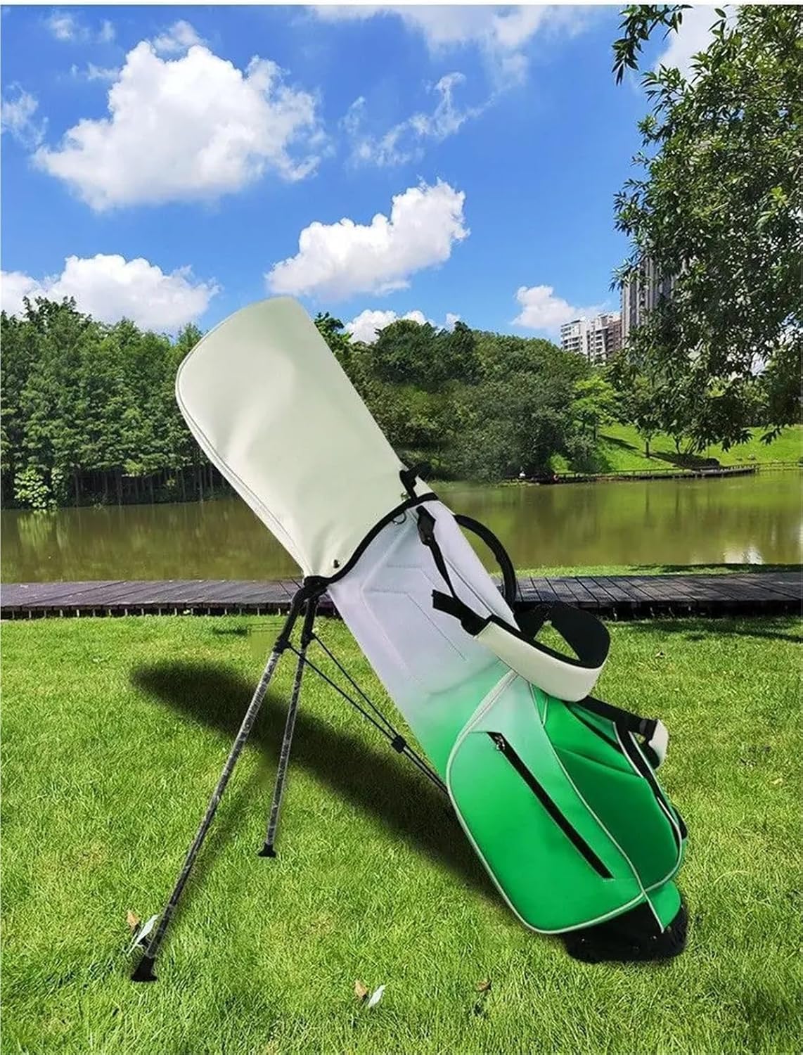 1piu1uguale3 大容量ブラウンメッシュゴルフバッグ